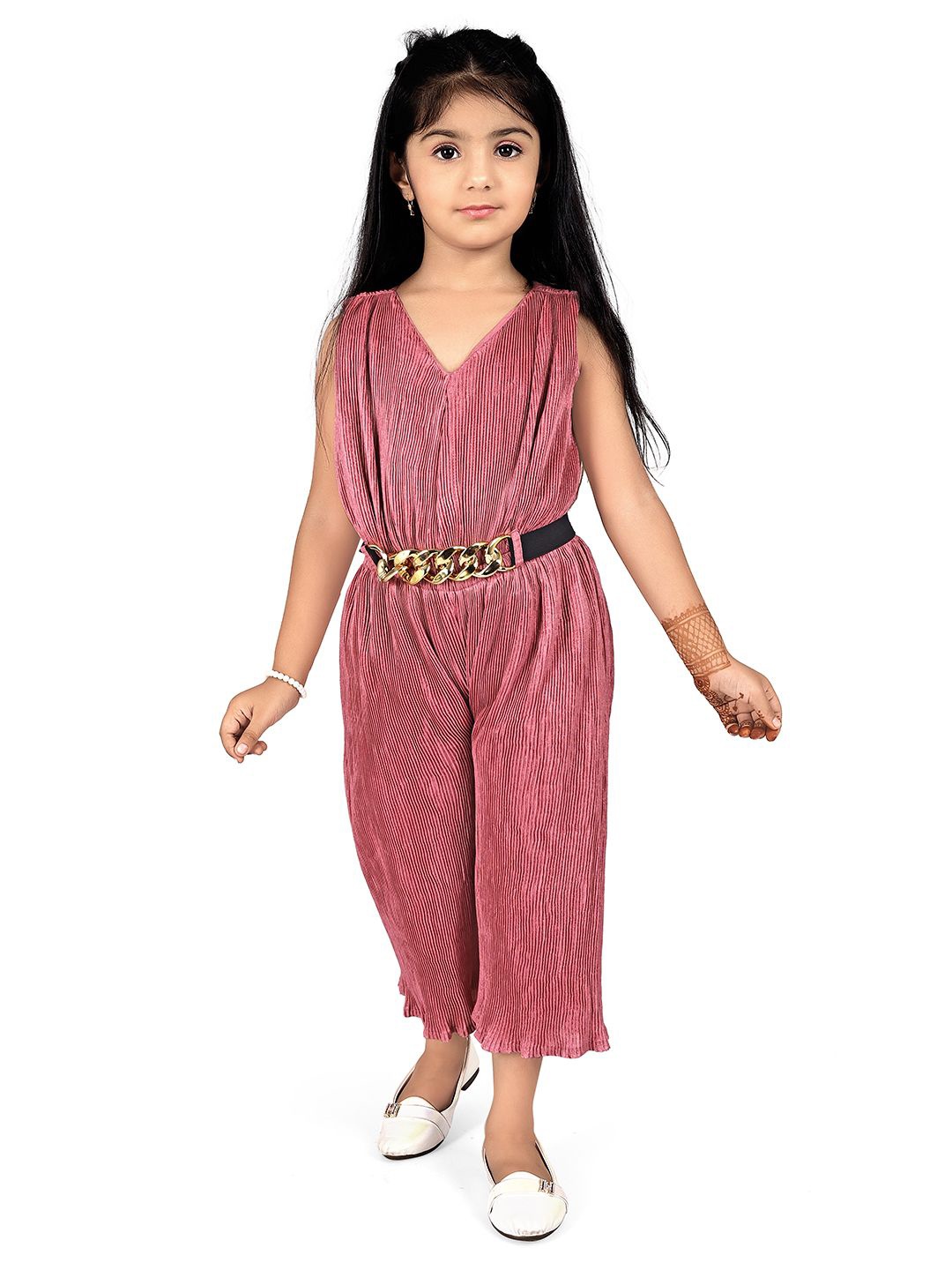 

Fabangel Girls Self Design Basic Jumpsuit, Rose gold