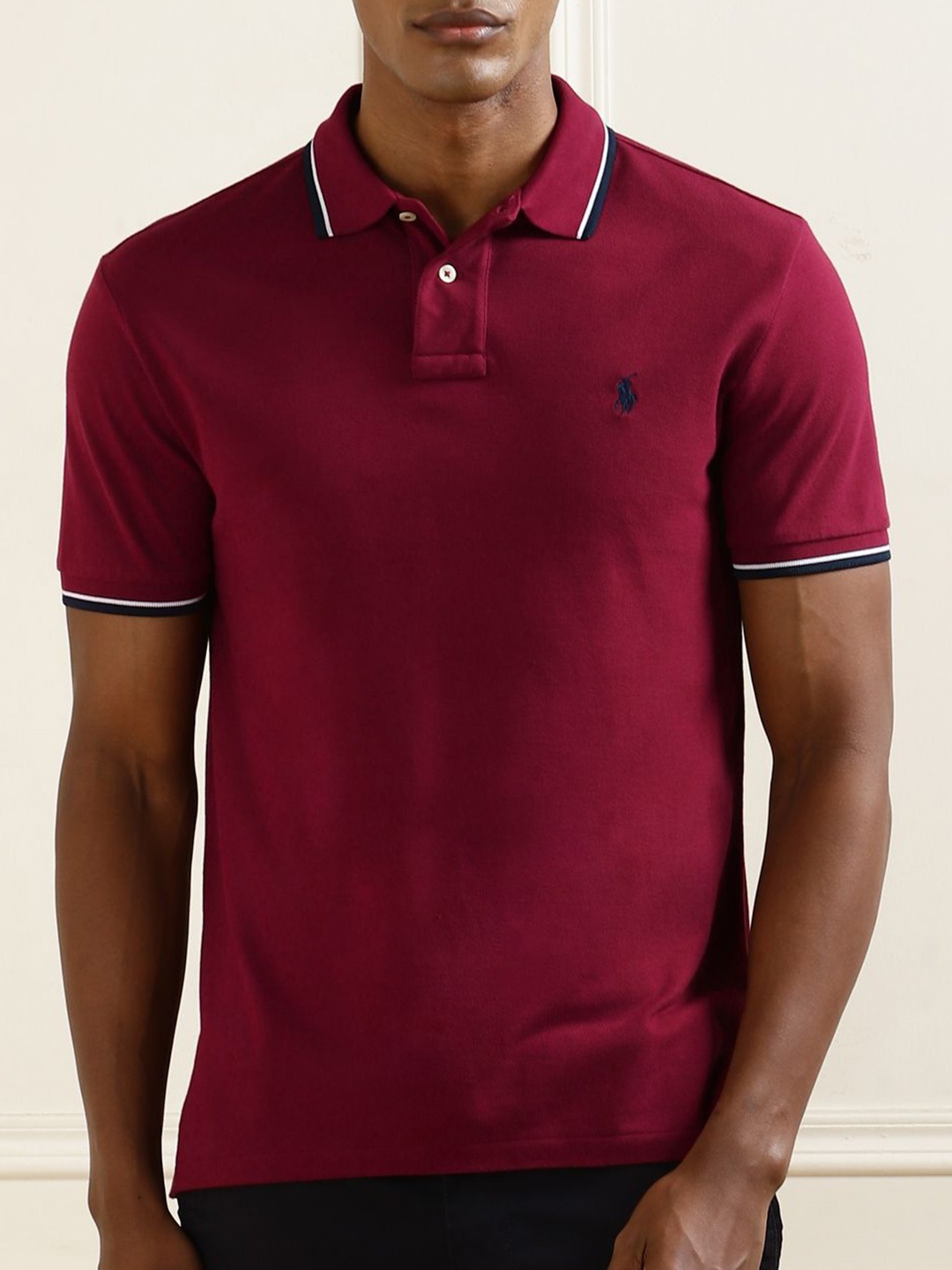 

Polo Ralph Lauren Slim Fit Pure Cotton Polo Collar T-Shirts, Red