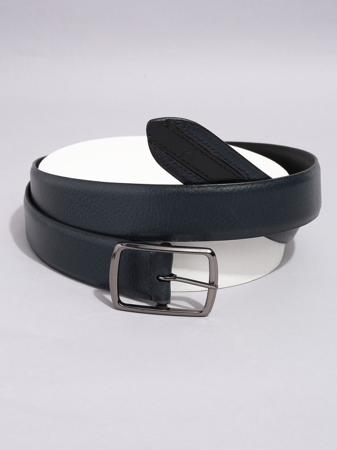 

Allen Solly Men Textured Leather Formal Belt, Navy blue