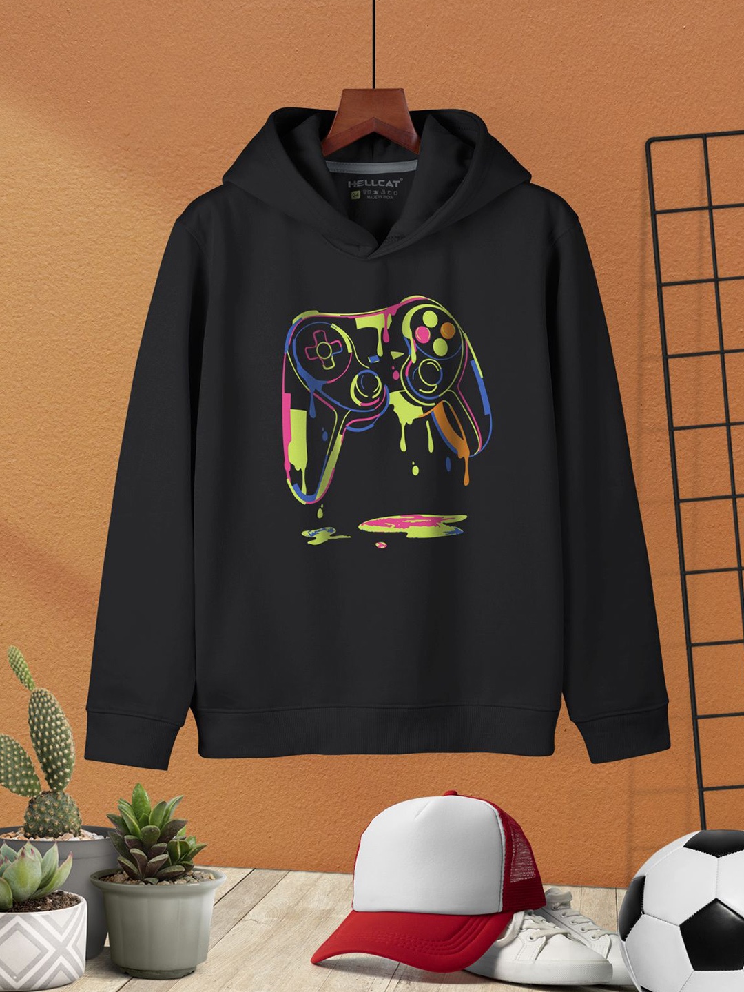 

HELLCAT Boys Printed Hooded Sweatshirt, Black