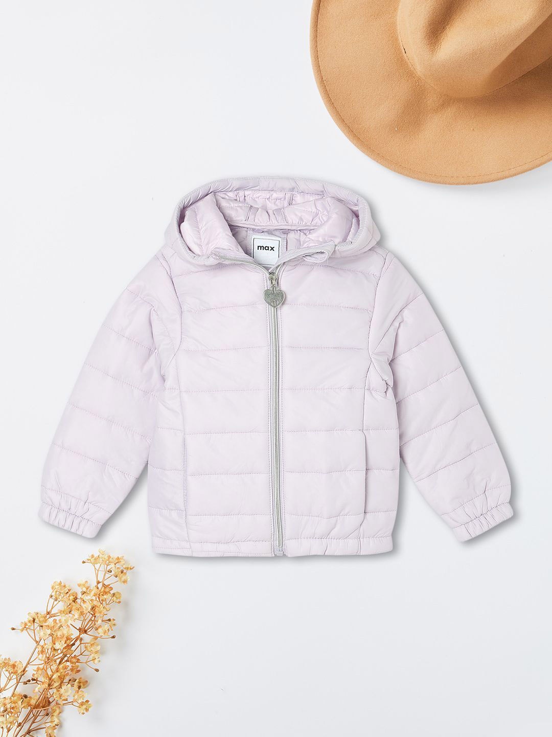 

max Girls Hooded Solid Casual Padded Jacket, Lavender