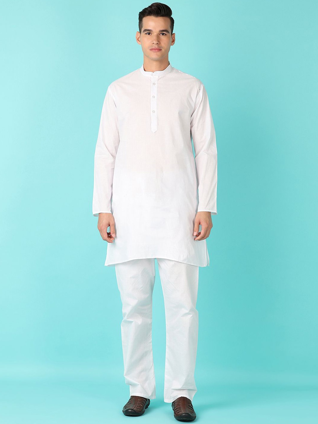 

V-Mart Mandarin Collar Pure Cotton Kurta With Churidar, White