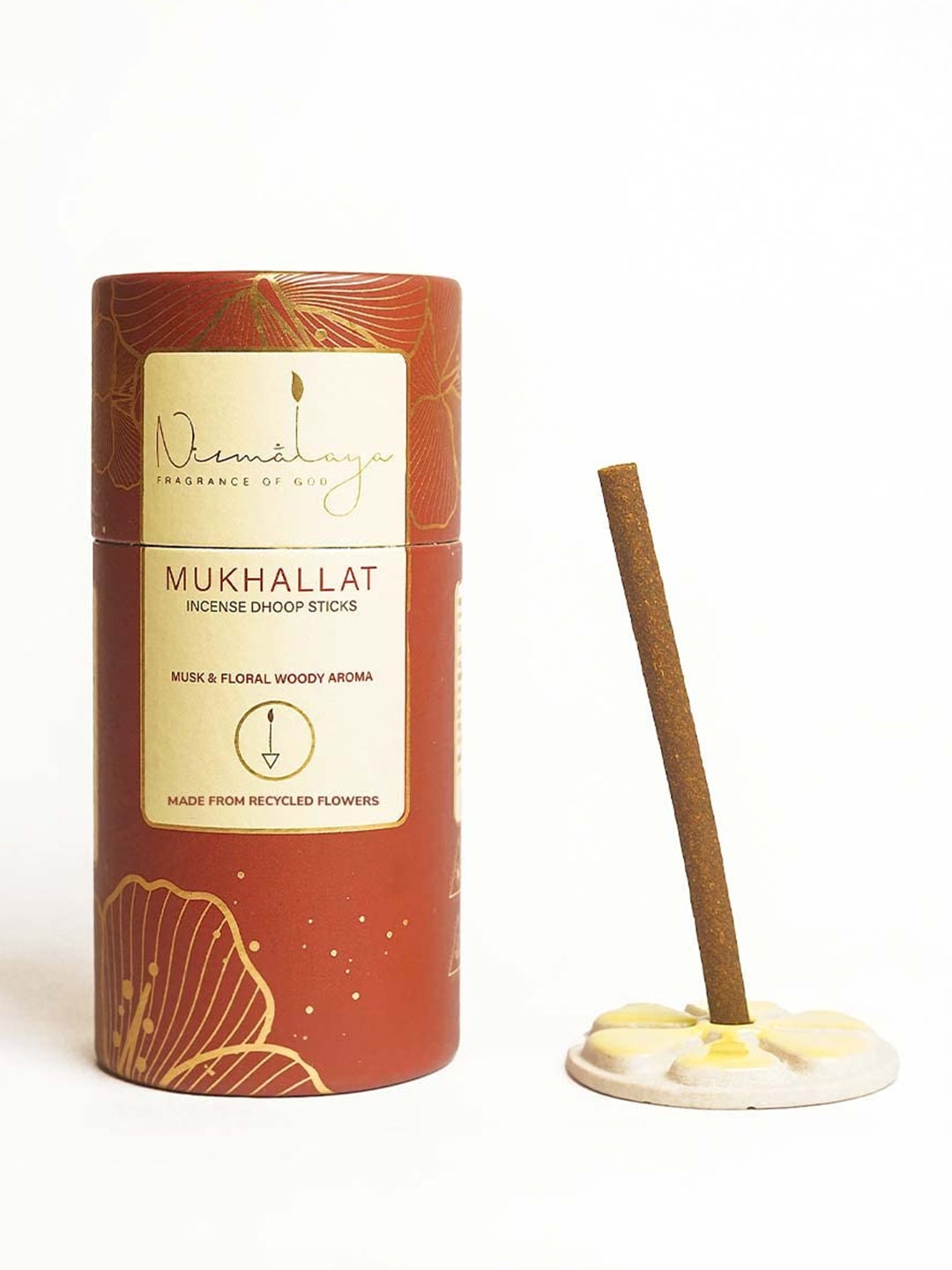 

Nirmalaya Brown 40 Pieces Wood Mukhallat Dhoop Stick With Stand