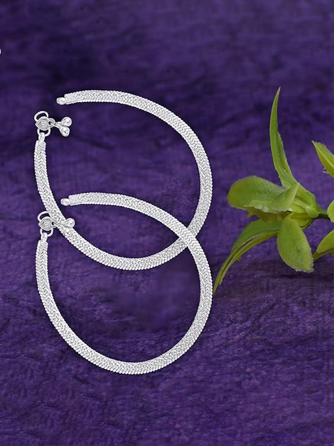 

Heer Collection Set Of 2 Silver-Plated Beaded Anklets
