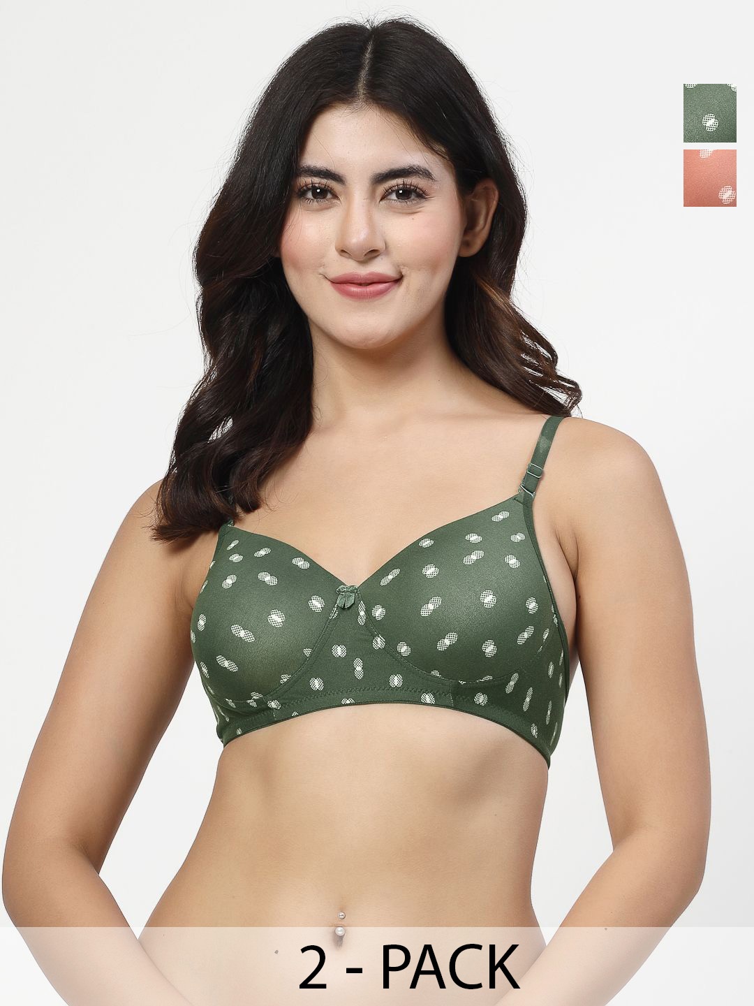 

Docare Women Pack of 2 T-shirt Full Coverage Seamless Lightly Padded Bra, Brown