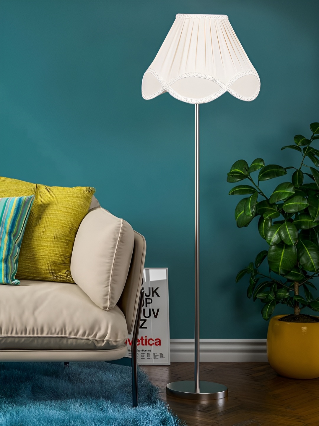 

Devansh Off White Cotton Vintage Steel Base Floor Lamp
