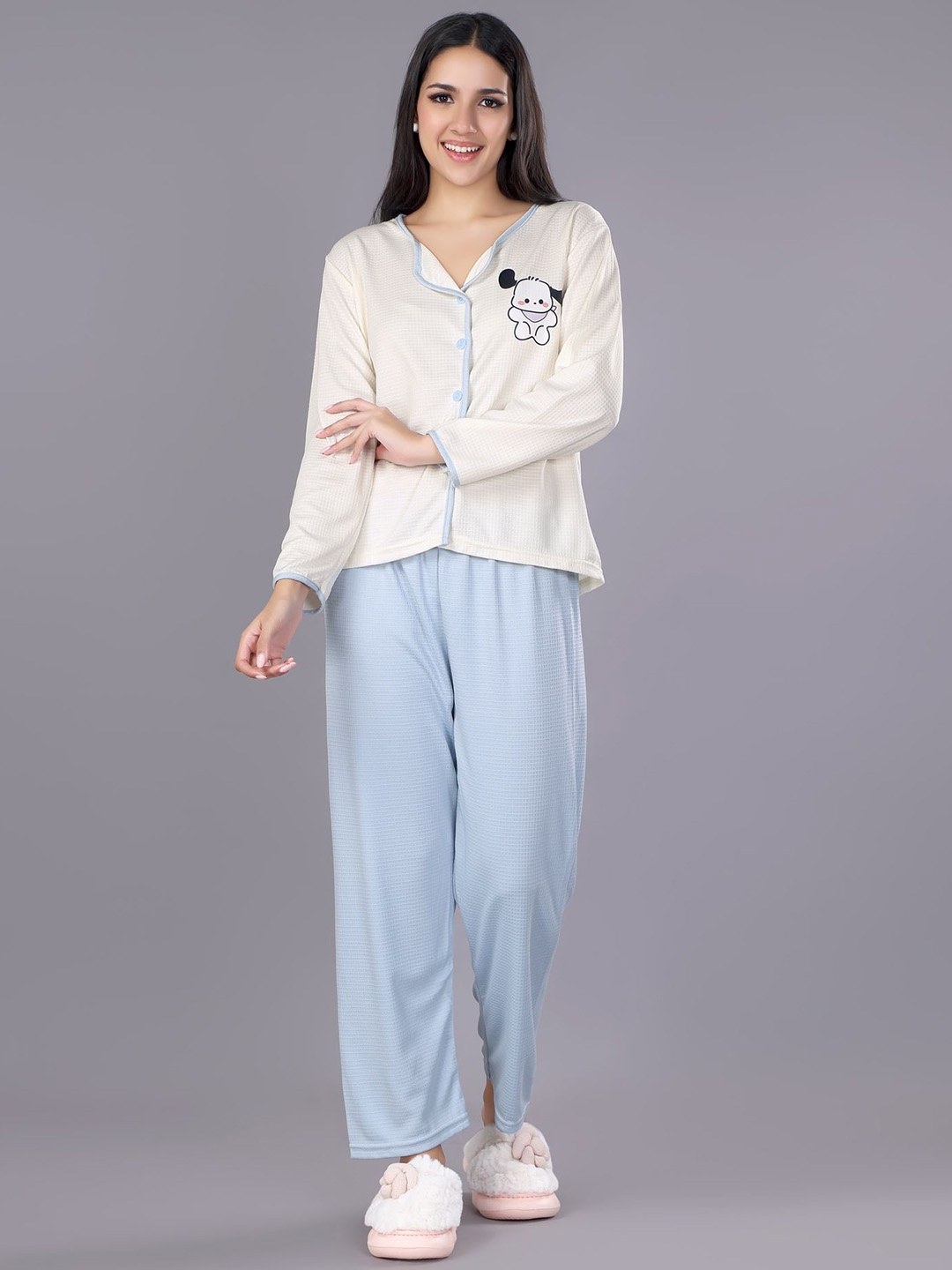 

ANSEE by Addery Women Printed Night suit, White