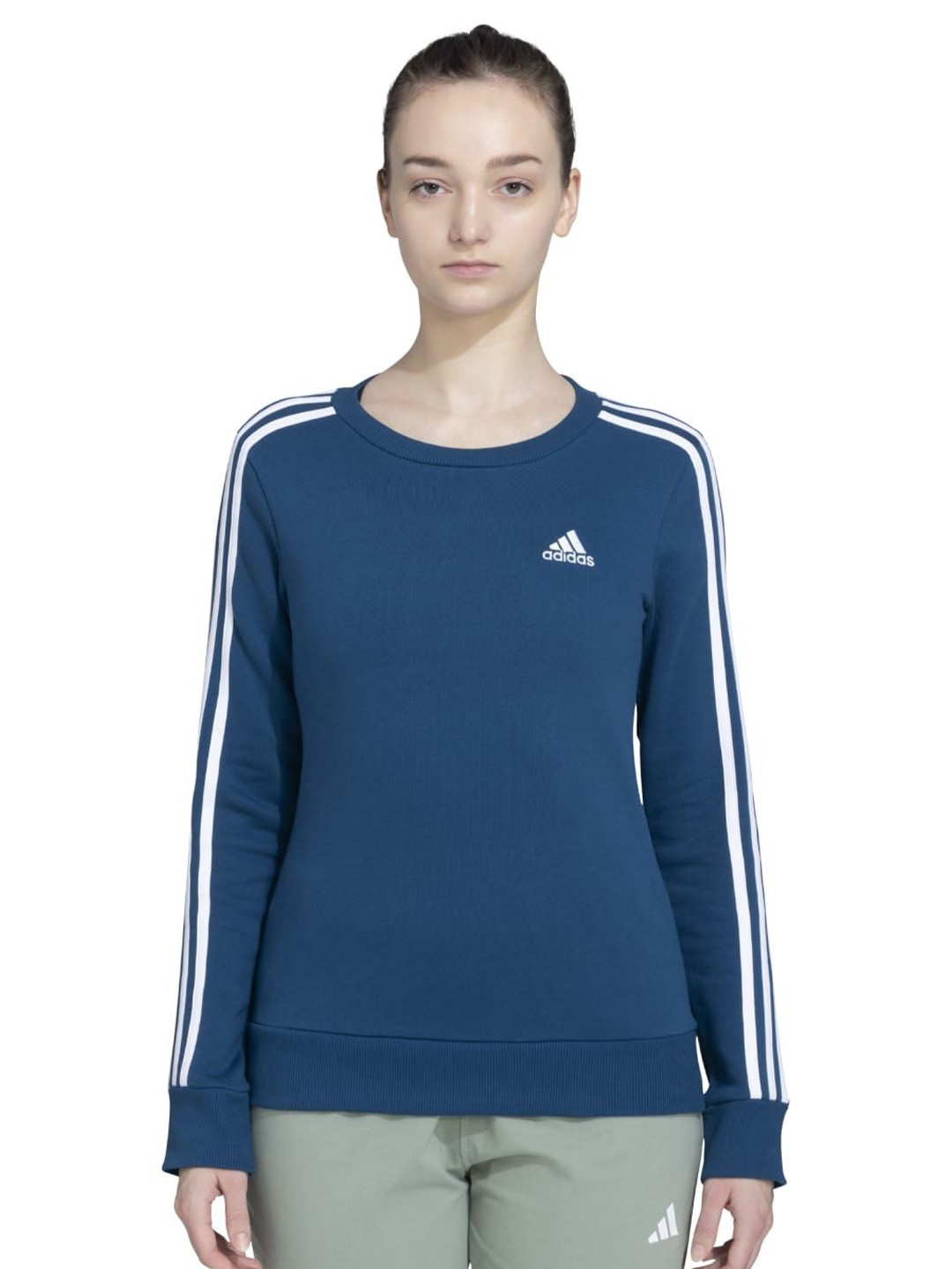 

ADIDAS Women Brand Logo Printed Long Sleeve Sweatshirt, Blue