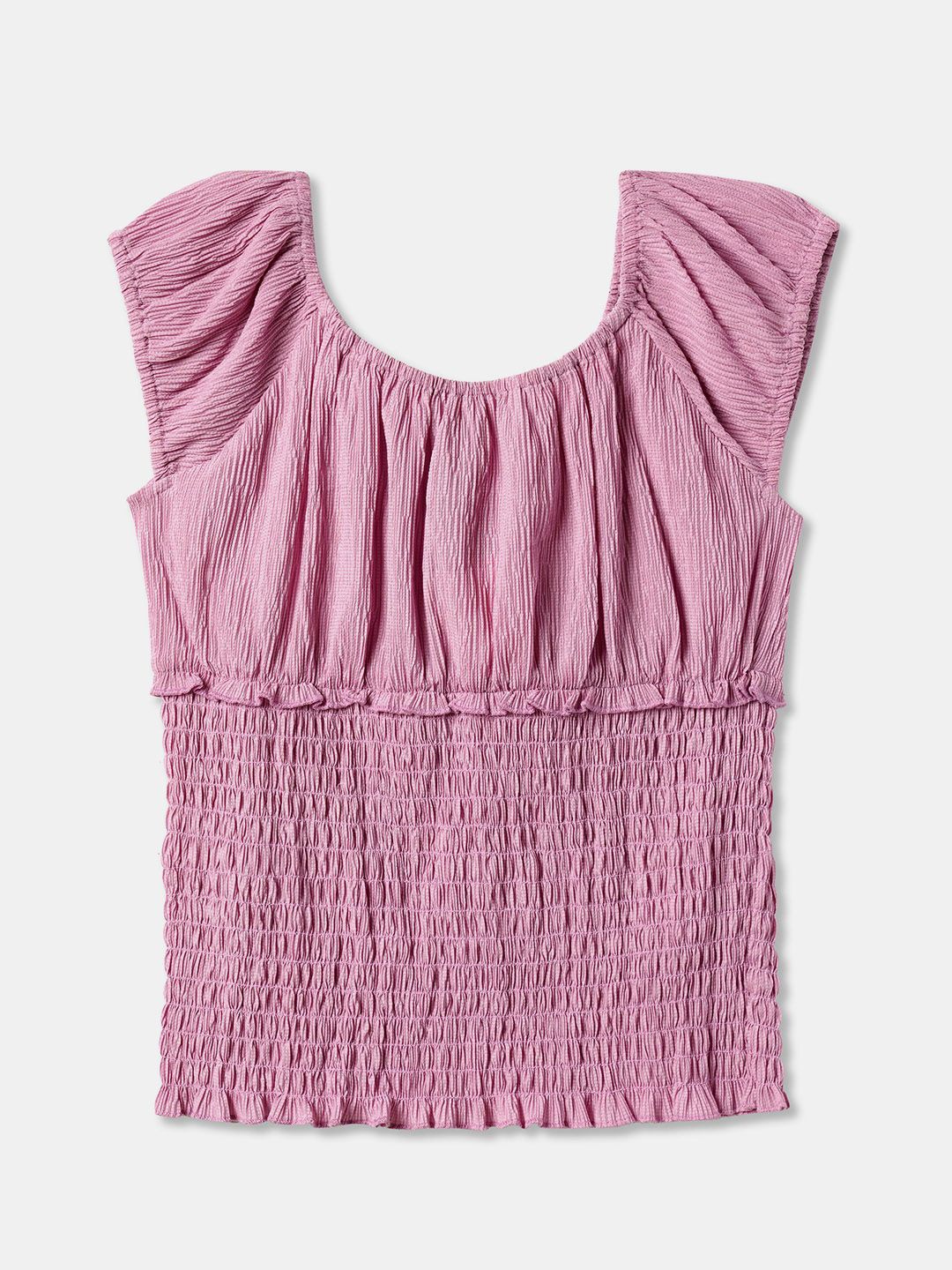 

R&B Girls Cotton Short Sleeves Round Neck Top, Pink