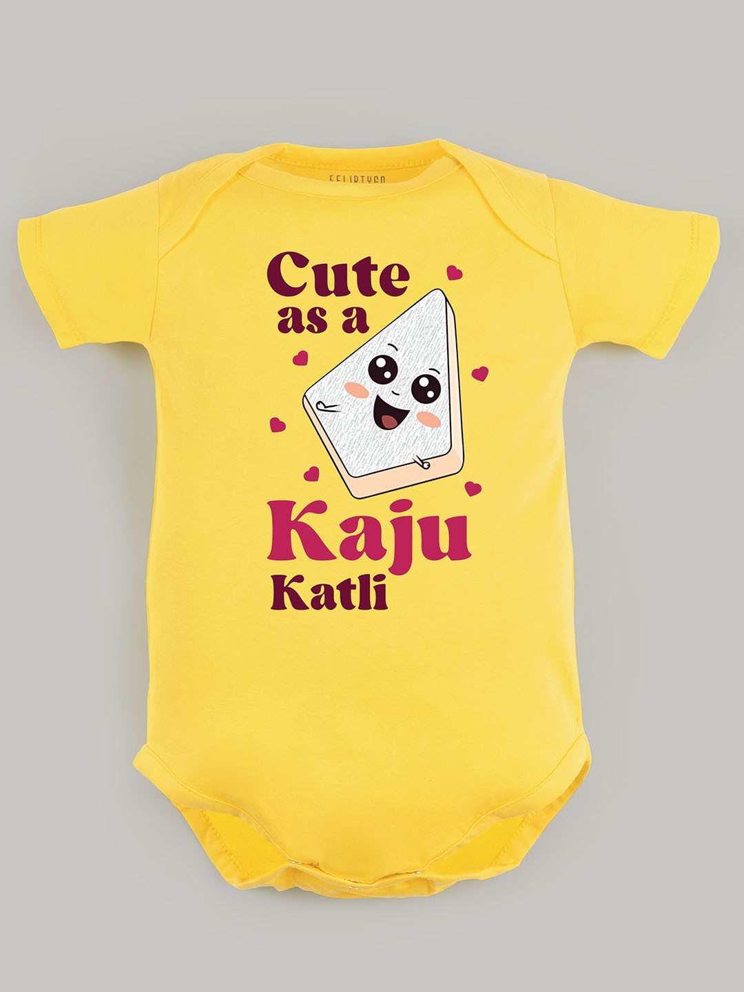 

FFLIRTYGO Kids Printed Pure Cotton Round Neck Short Sleeves Bodysuit, Yellow