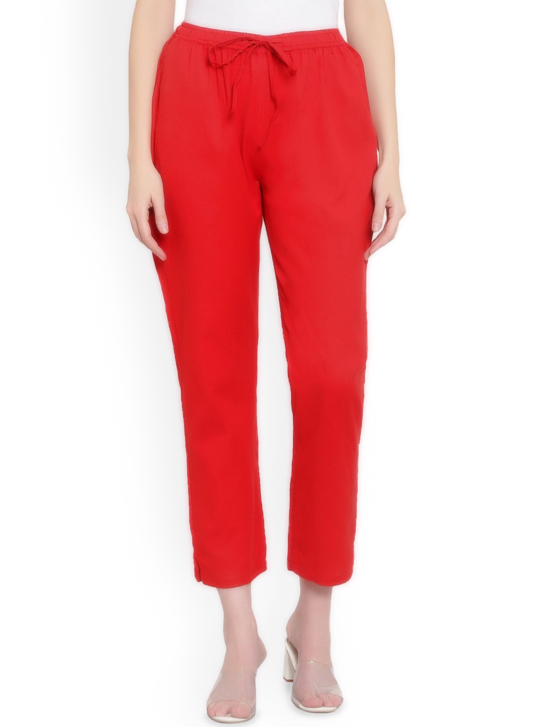 

Alakh Creation Women Regular Fit Easy Wash Trousers, Red