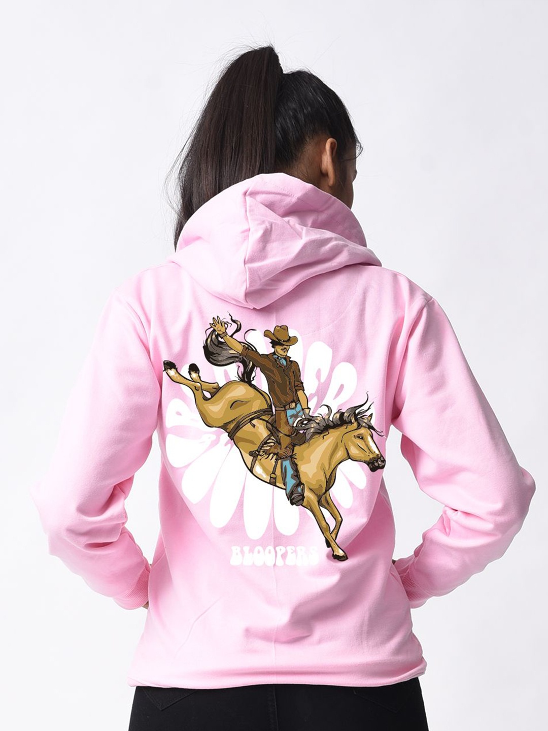 

Bloopers Store Women Printed Hooded Sweatshirt, Pink