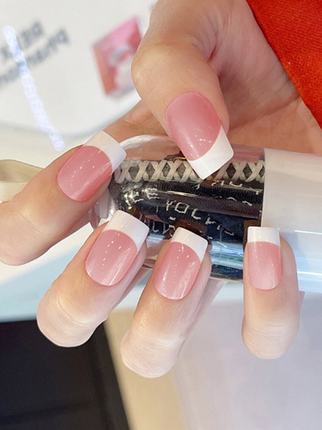 

Secret Lives Set Of 24 Pink Translucent Anne French Fake Nail Extension With Manicure Kit