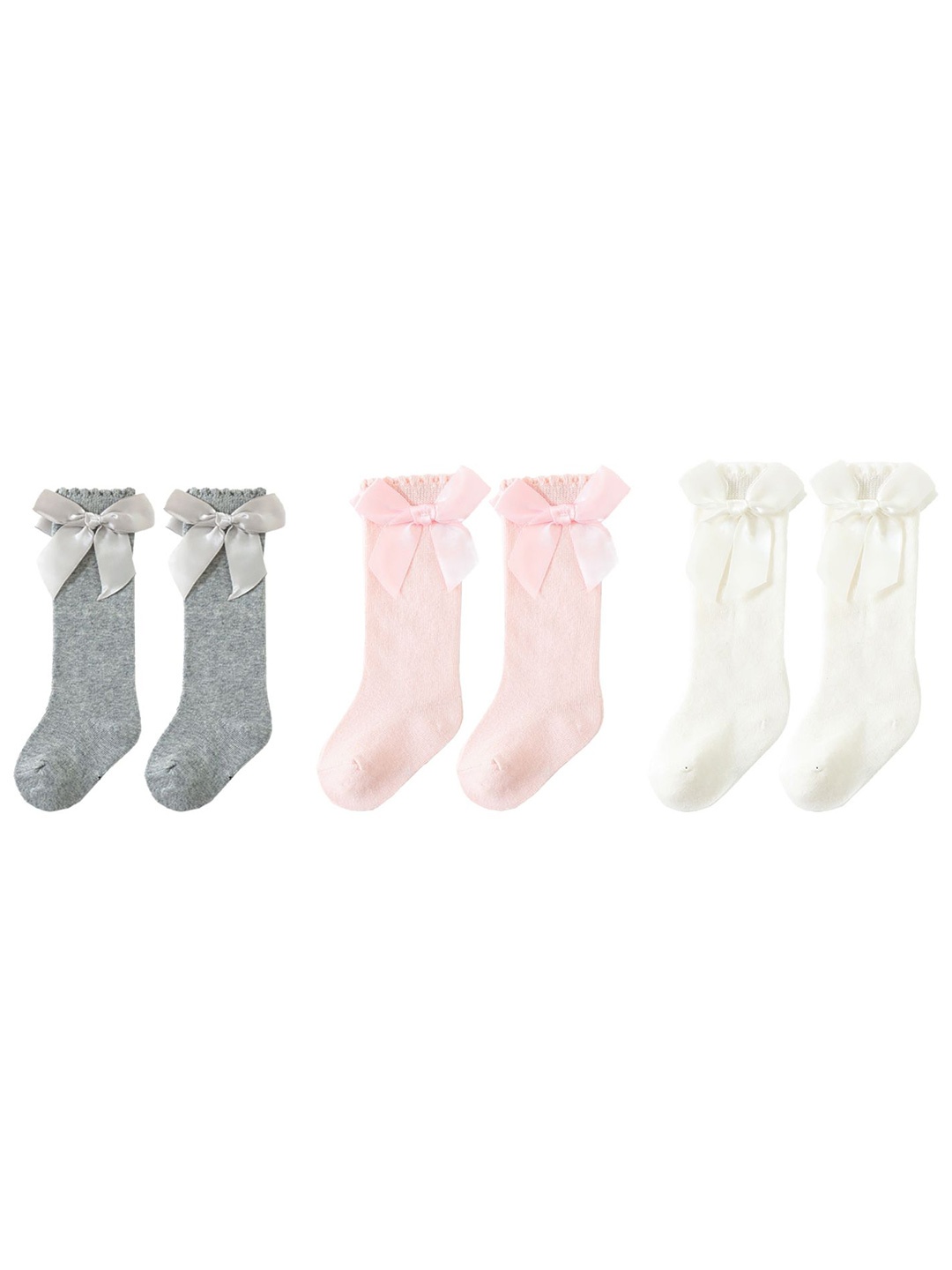 

SYGA Kids Pack Of 3 Patterned Cotton Above Knee-Length Socks, Grey