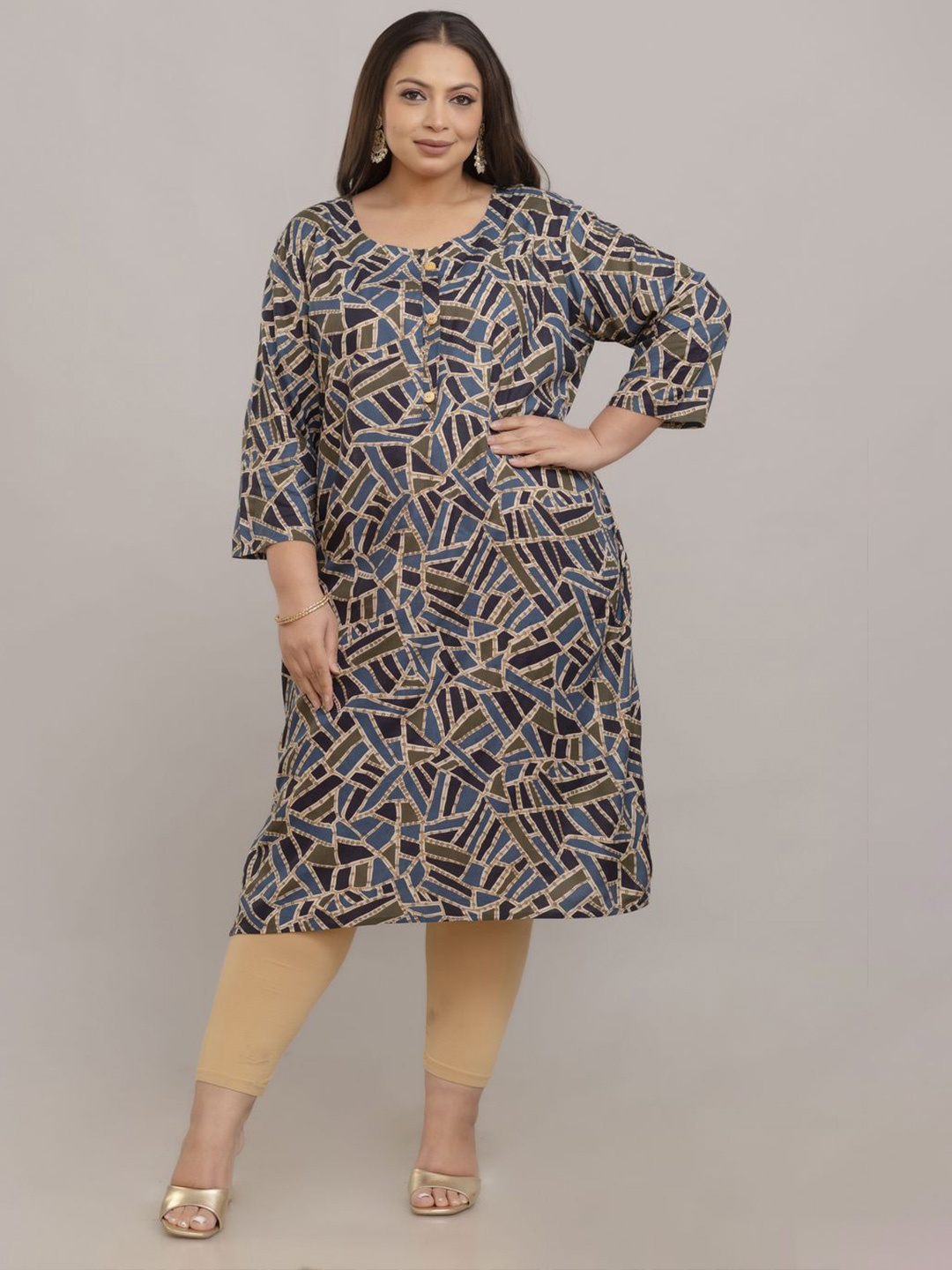 

Fashion Zest Women Plus Size Printed Straight Kurta, Blue