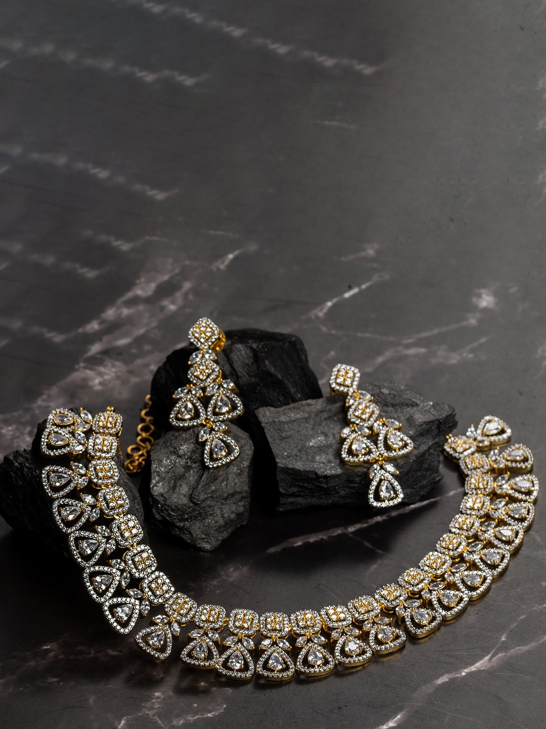 

Zevarly Gold-Plated CZ Studded Jewellery Set