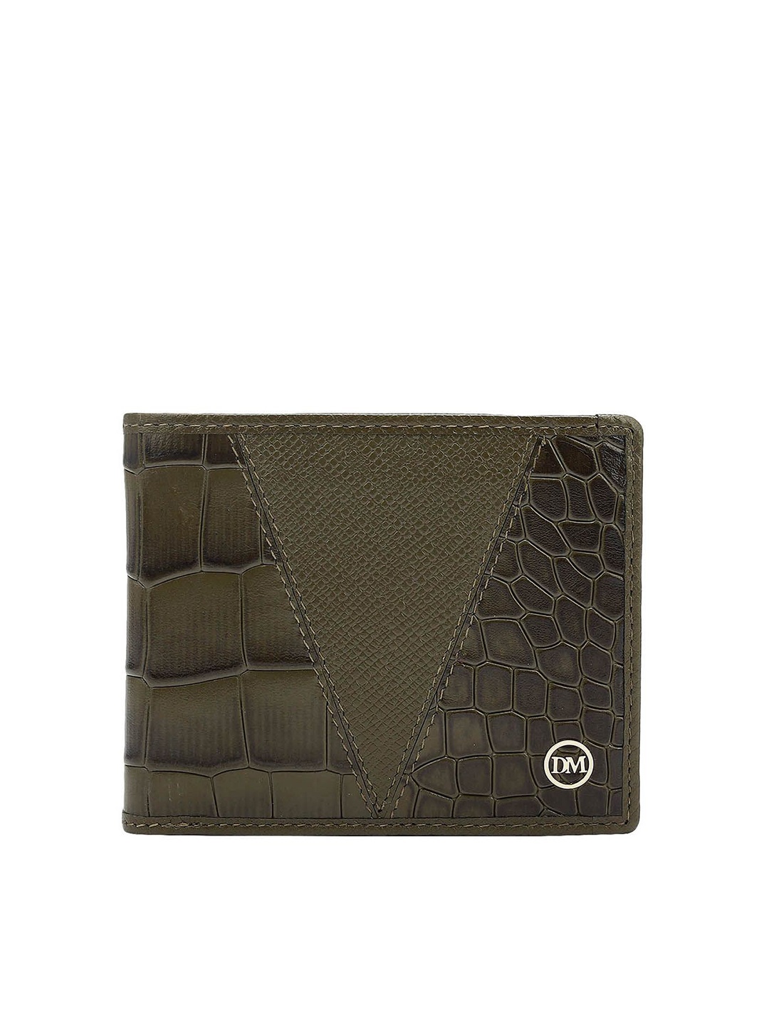 

Da Milano Men Textured Leather Two Fold Wallet, Green