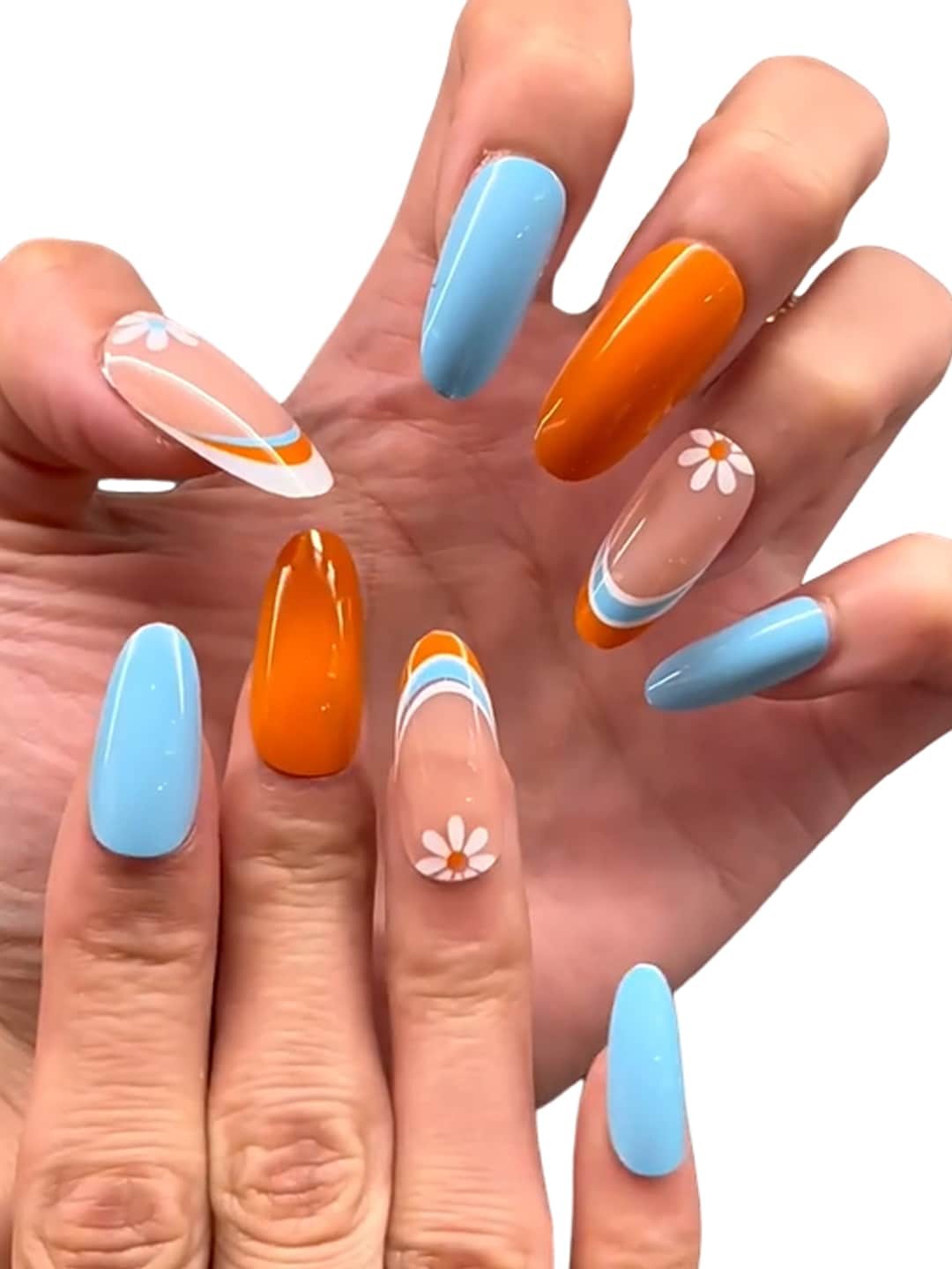 

Secret Lives Glossy Fake Nails Design, Orange