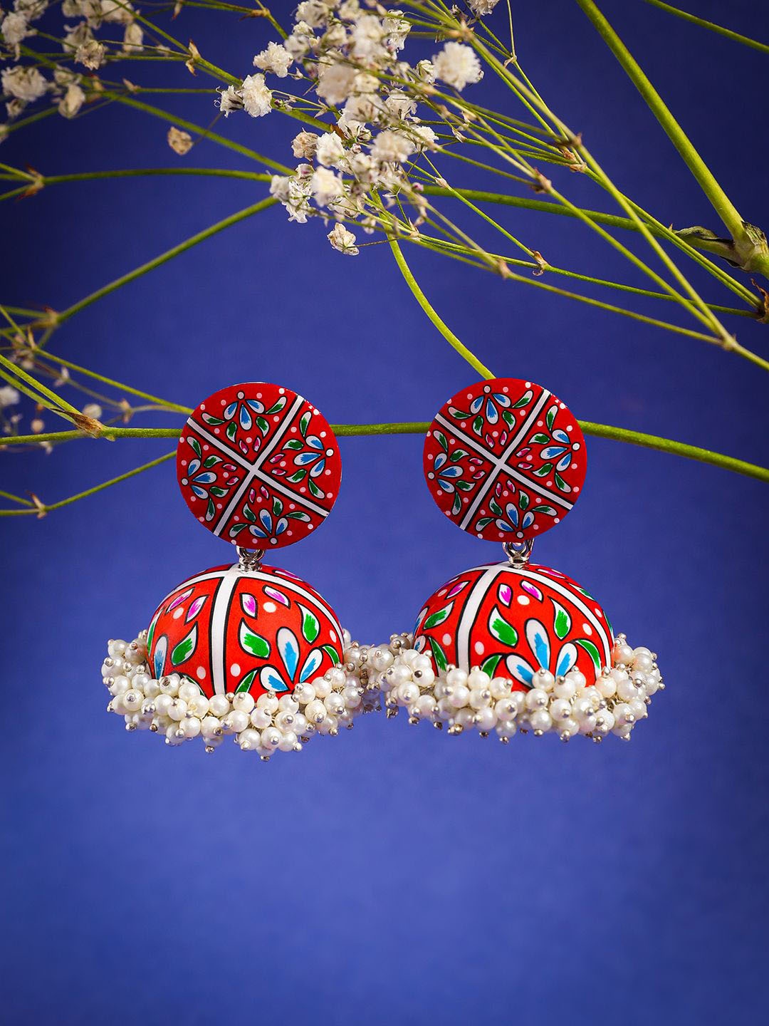 

Anouk Gold-Plated Pearls Studded Jhumka Earrings, Red