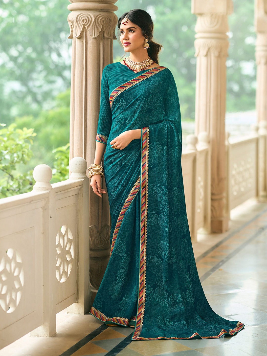 

Laxmipati Ethnic Motifs Gotta Patti Saree, Blue