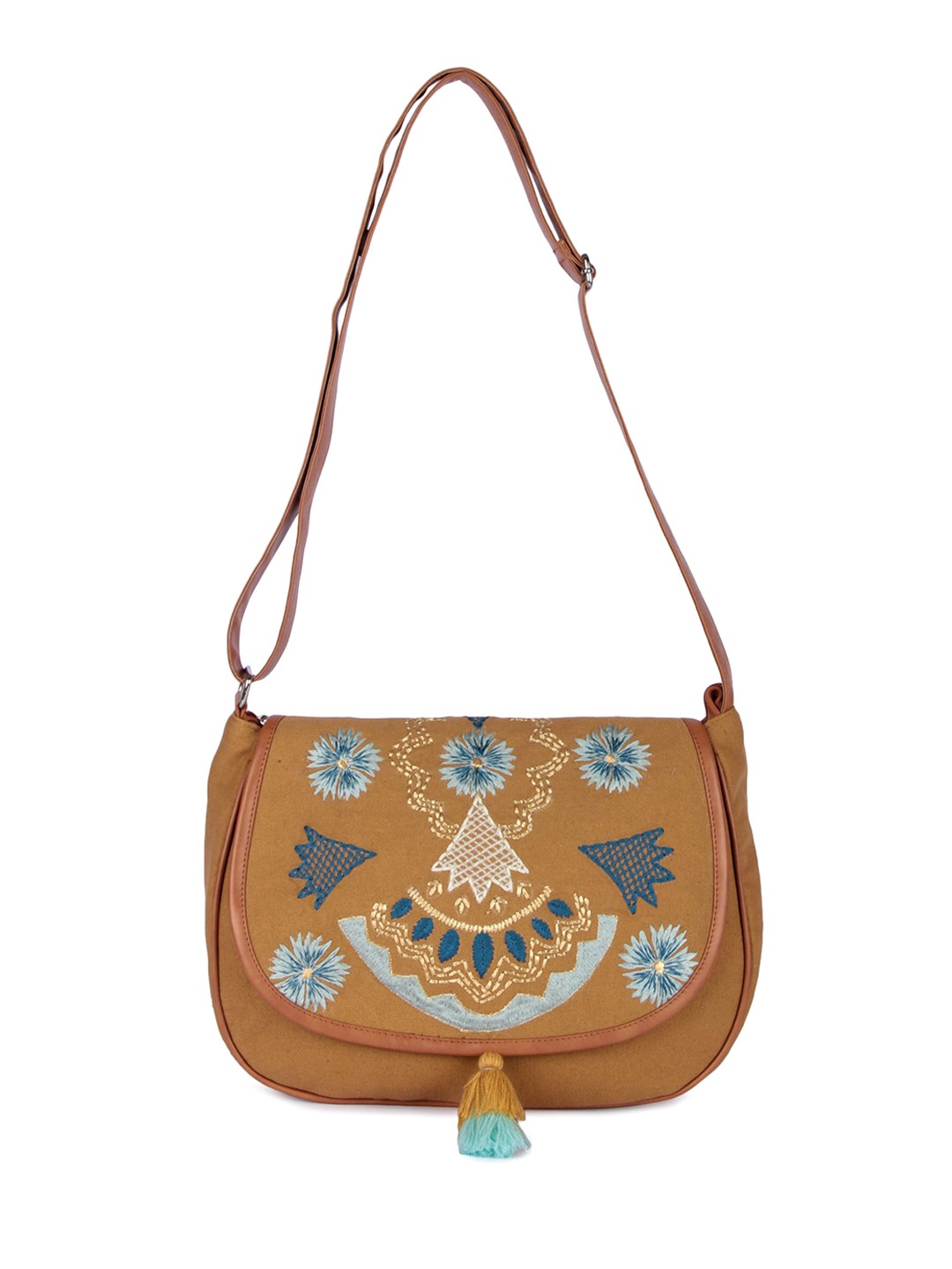 

Anouk Women Floral Printed Structured Shoulder Bag, Mustard