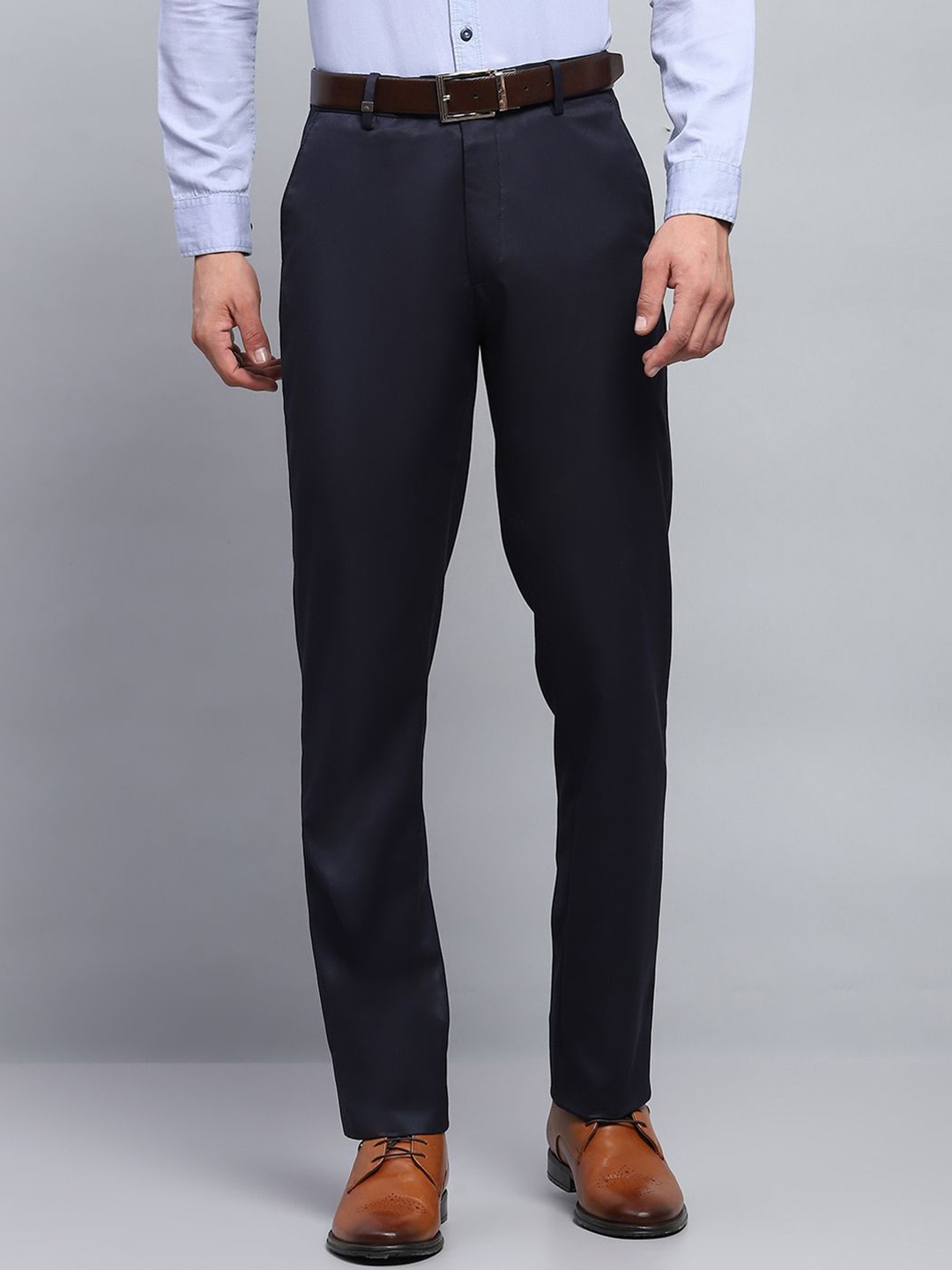 

Monte Carlo Men Solid Regular Trousers, Navy blue
