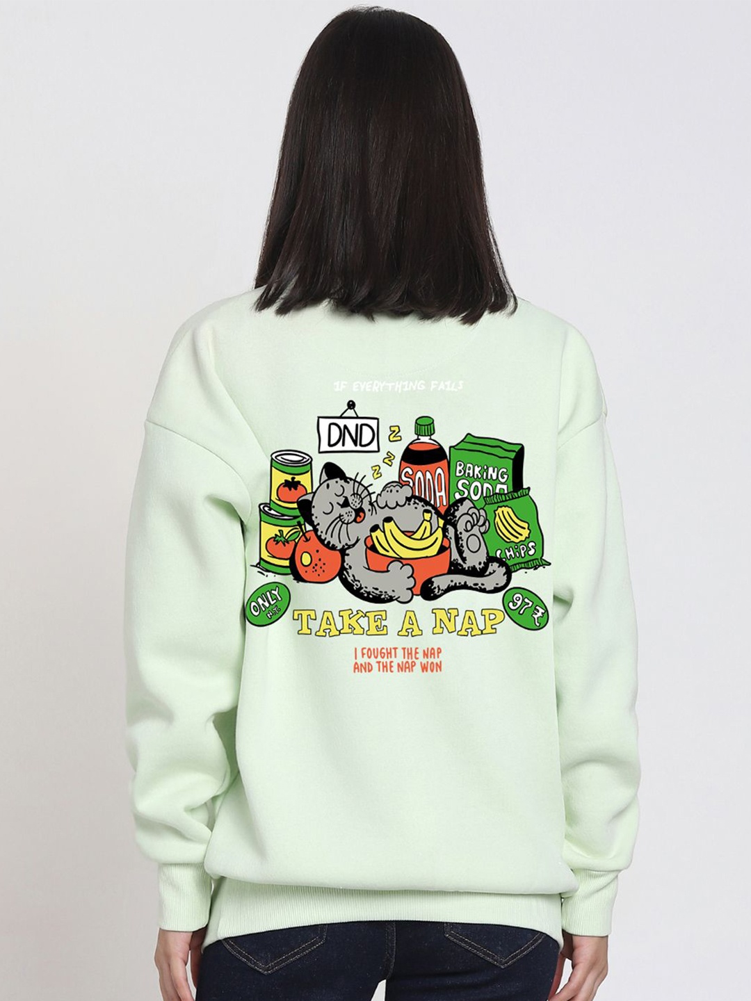 

Bewakoof Heavy Duty Women Printed Pullover Sweatshirt, Green