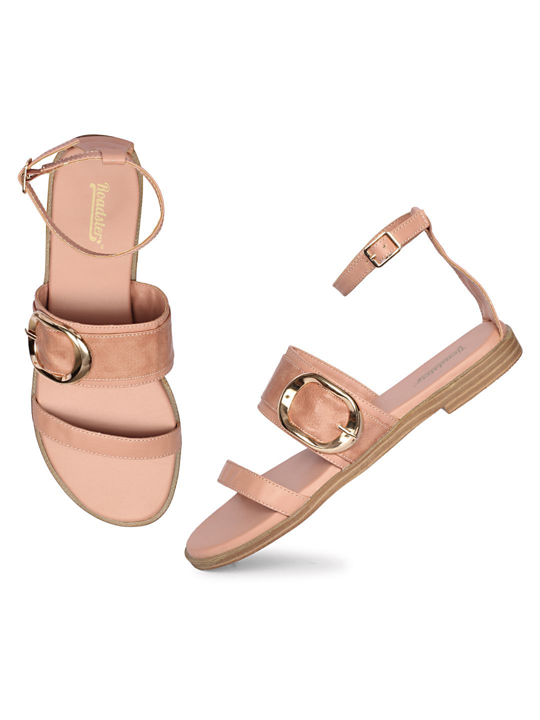 

The Roadster Lifestyle Co Women Ankle Loop Open Toe Flats, Pink