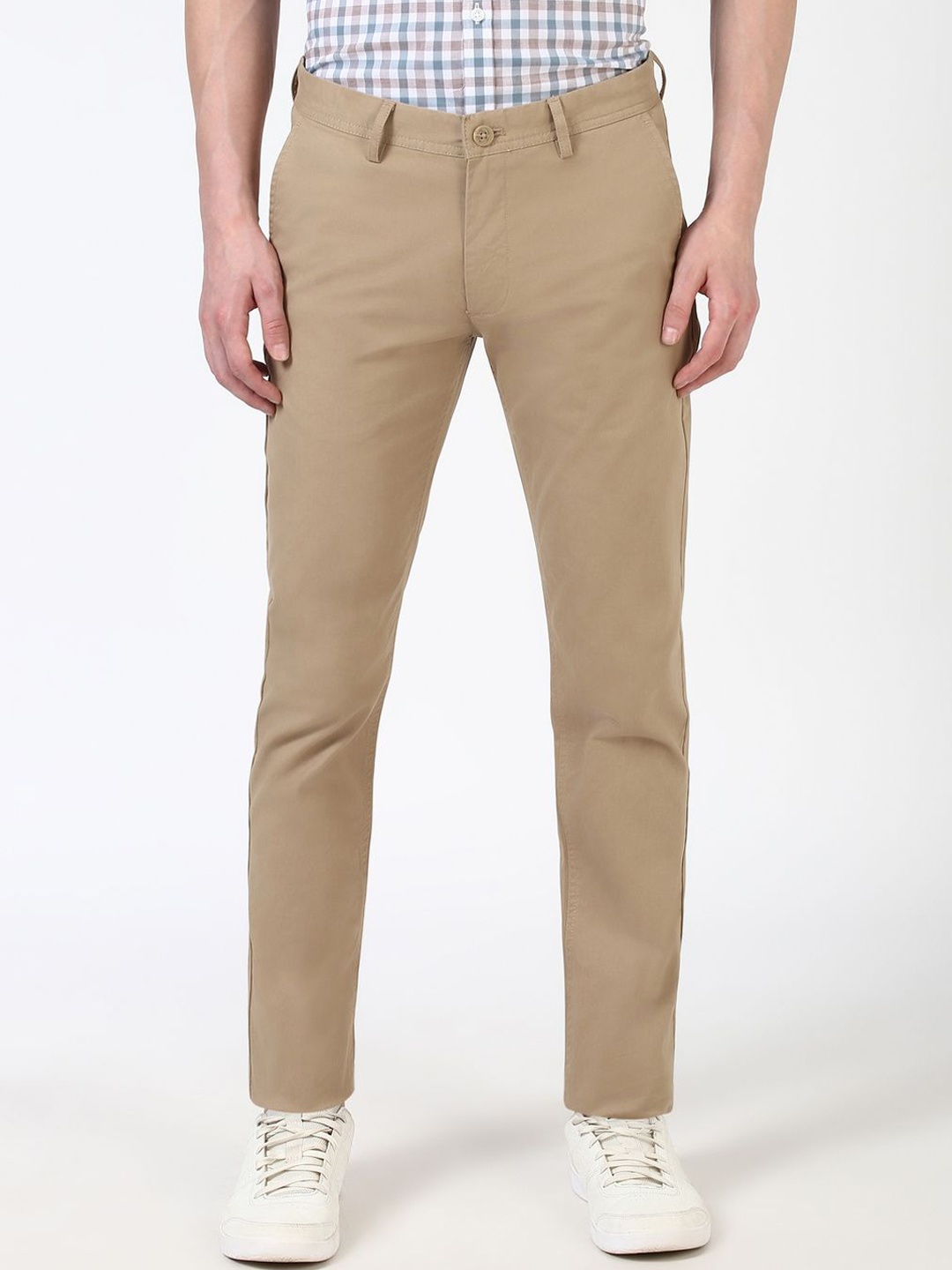 

Peter England Casuals Men Skinny Fit Formal Trousers, Khaki