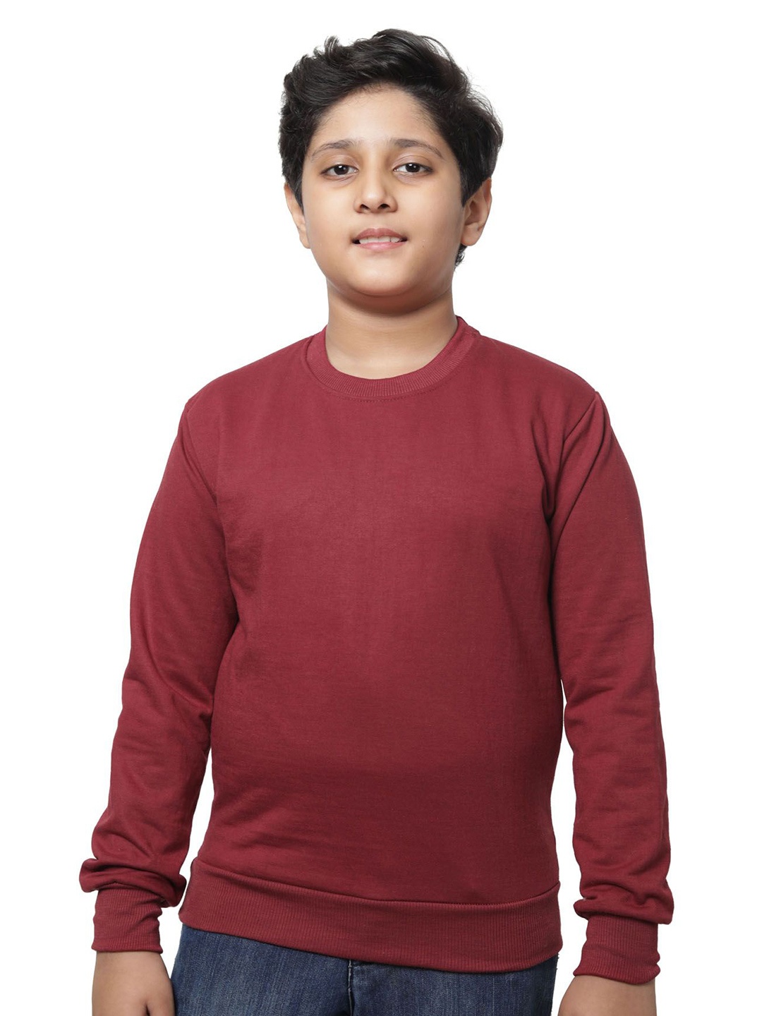 

BAESD Boys Solid Round Neck Sweatshirt, Maroon