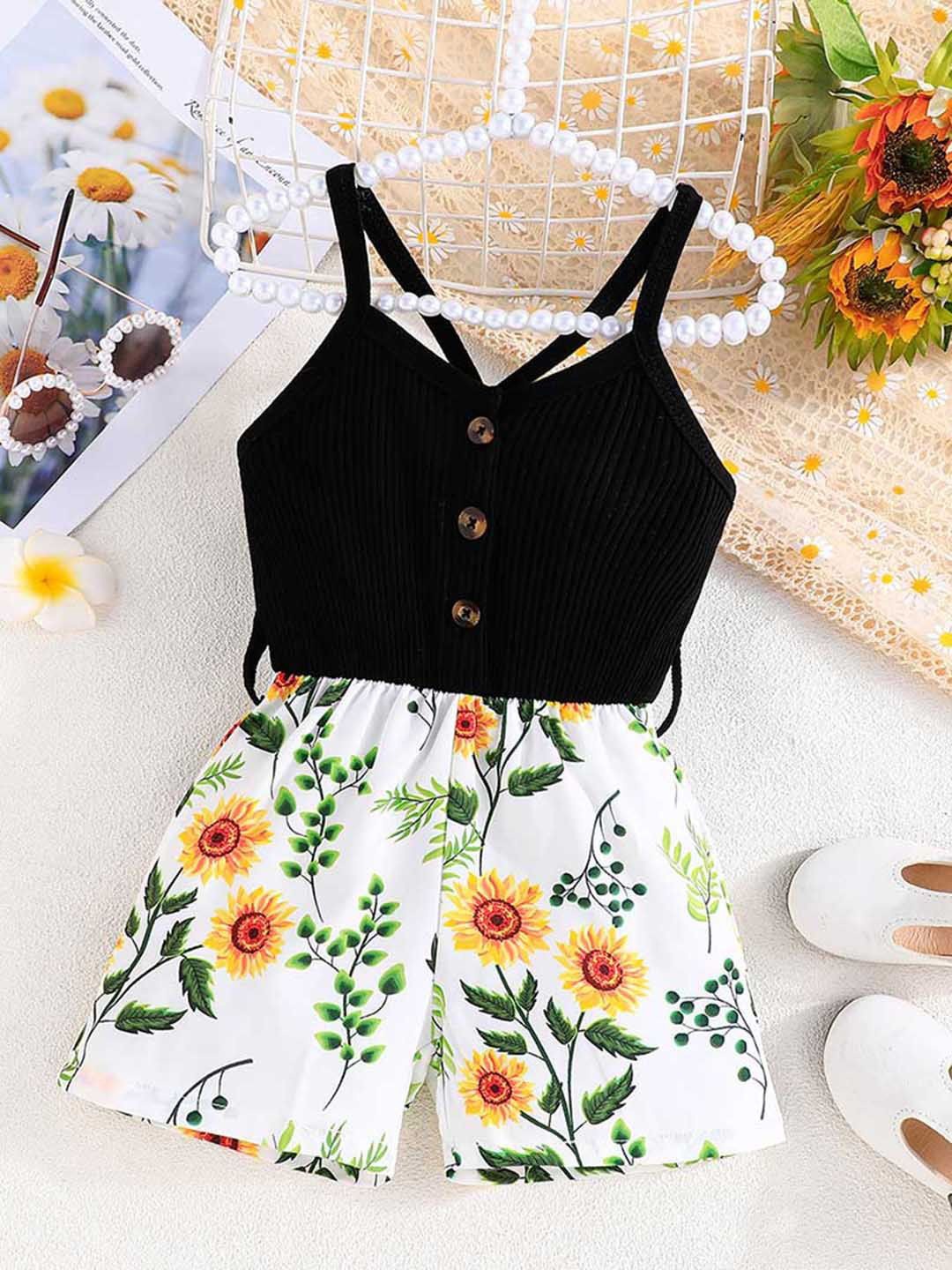 

INCLUD Girls Printed Jumpsuit, Black