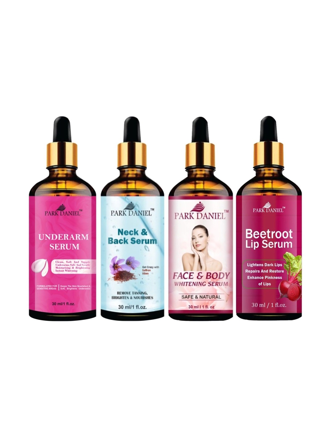 

Park Daniel Set Of 4 Neck & Back Face & Body Beetroot Lip & Under Eye Serum - 30ml Each, Pink