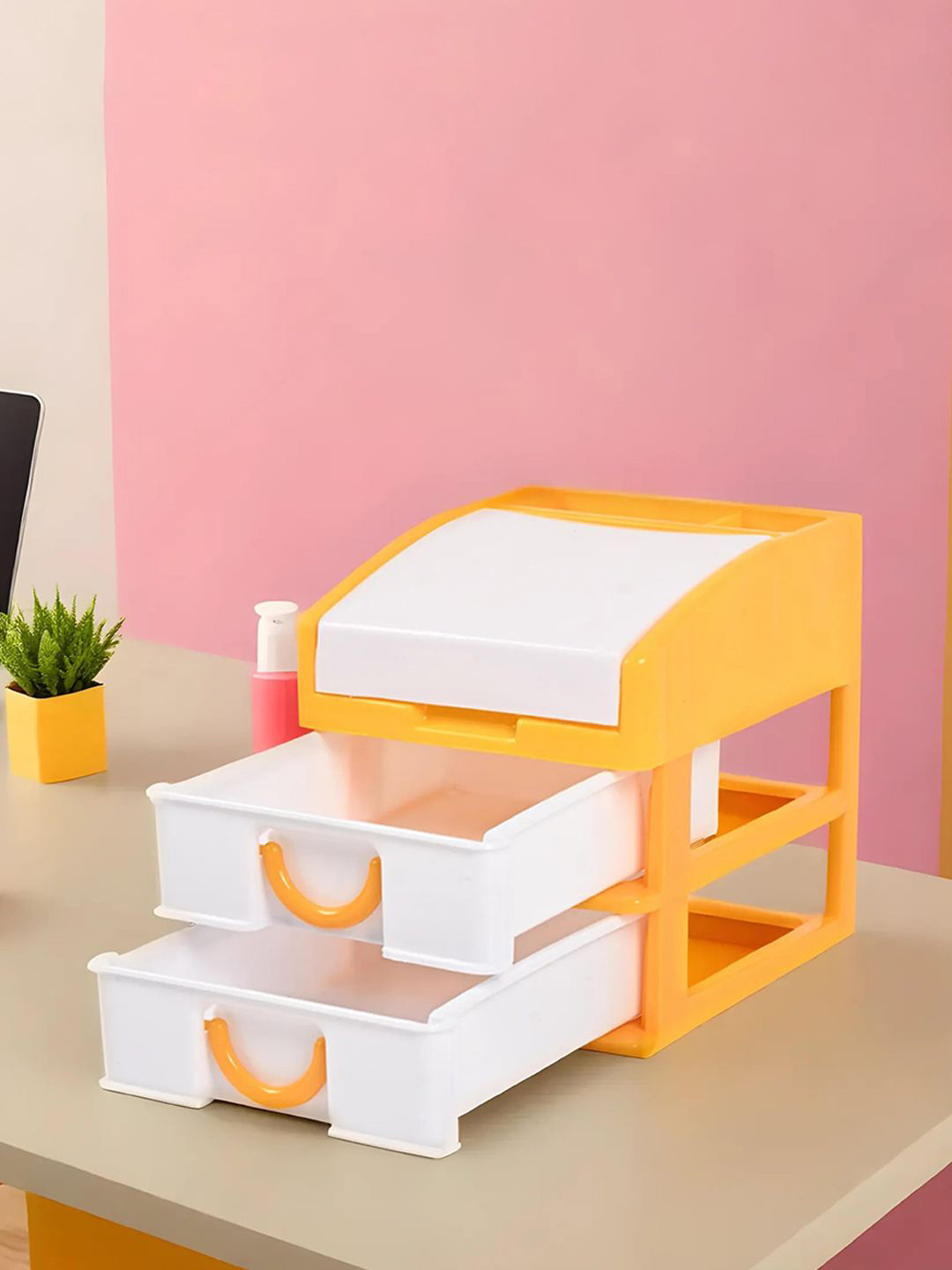 

Kuber Industries Yellow 3 Layer Drawer Organisers With Lid