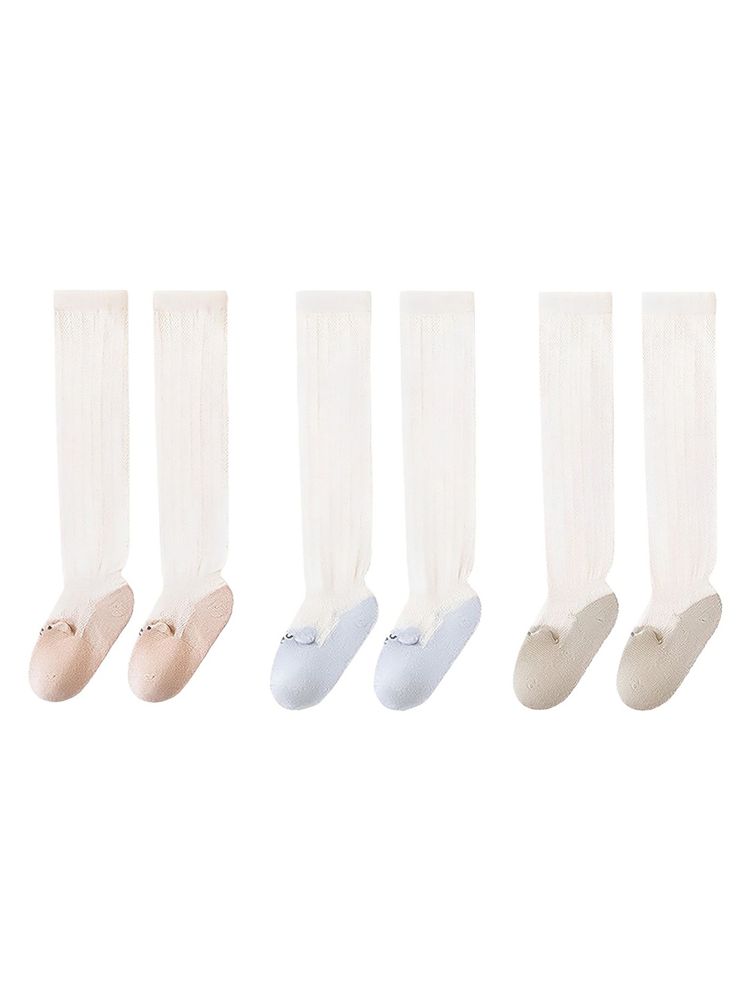 

SYGA Kids Pack Of 3 Above Knee Length Patterned Cotton Socks, Khaki