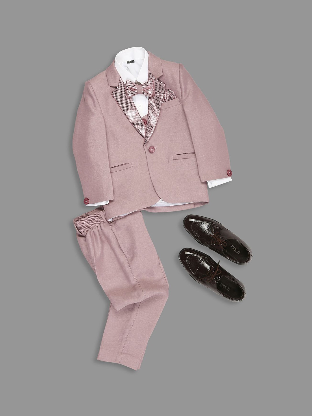 

YK Boys 5 Pcs Notched Lapel Suits, Peach