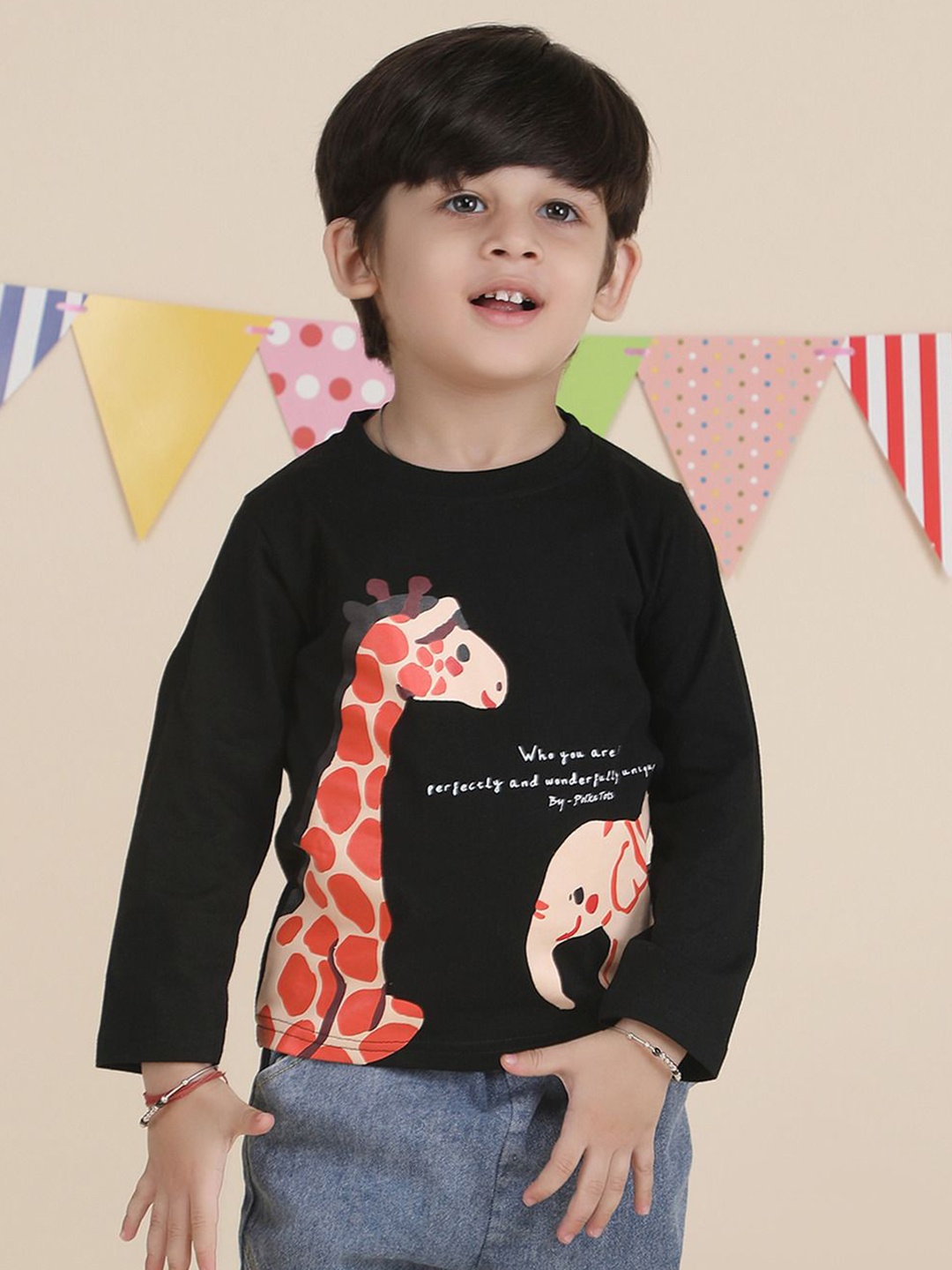 

Polka Tots Boys Printed T-shirt, Black