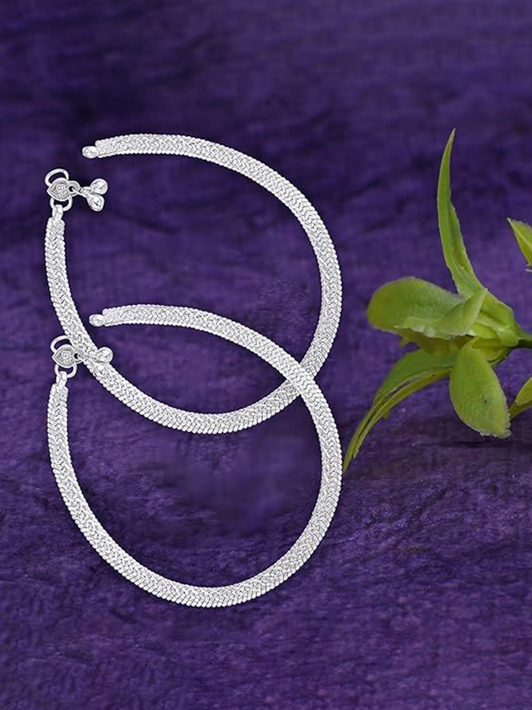 

Heer Collection Set Of 2 Silver-Plated Anklets