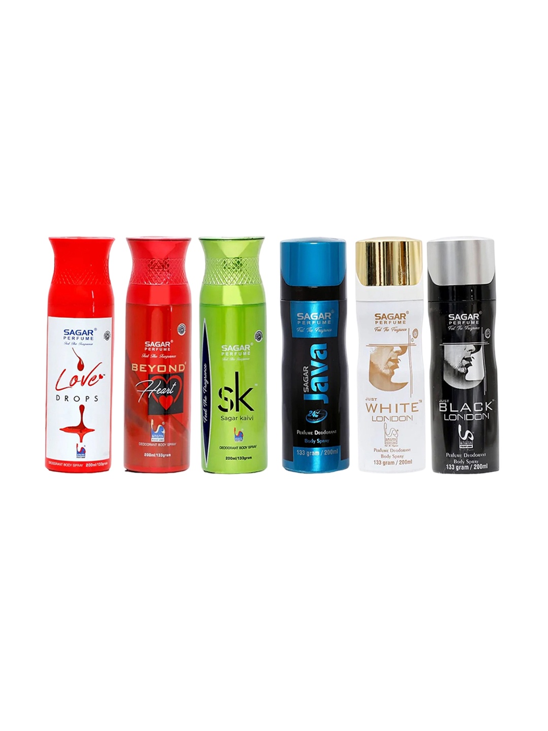 

SAGAR PERFUMERY Set Of 6 Long Lasting Deodorants - 200 ml Each, Red