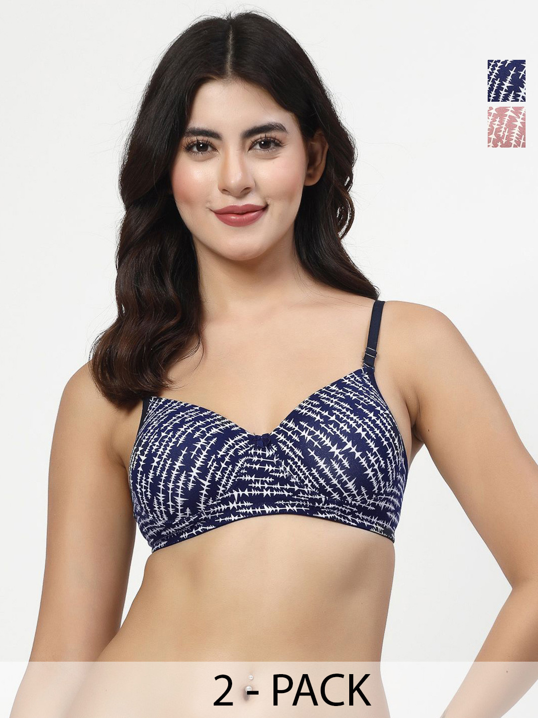 

Docare Abstract Printed Full Coverage Lightly Padded Seamless T-Shirt Bra, Navy blue