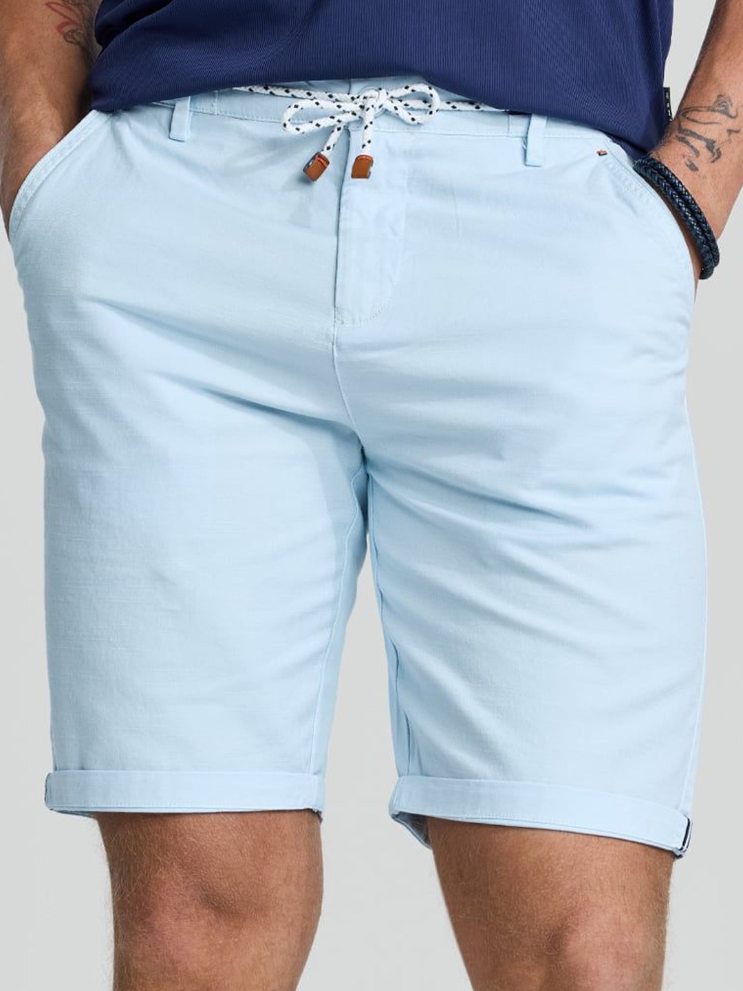 

Snitch Men Mid Rise Above Knee Shorts, Blue