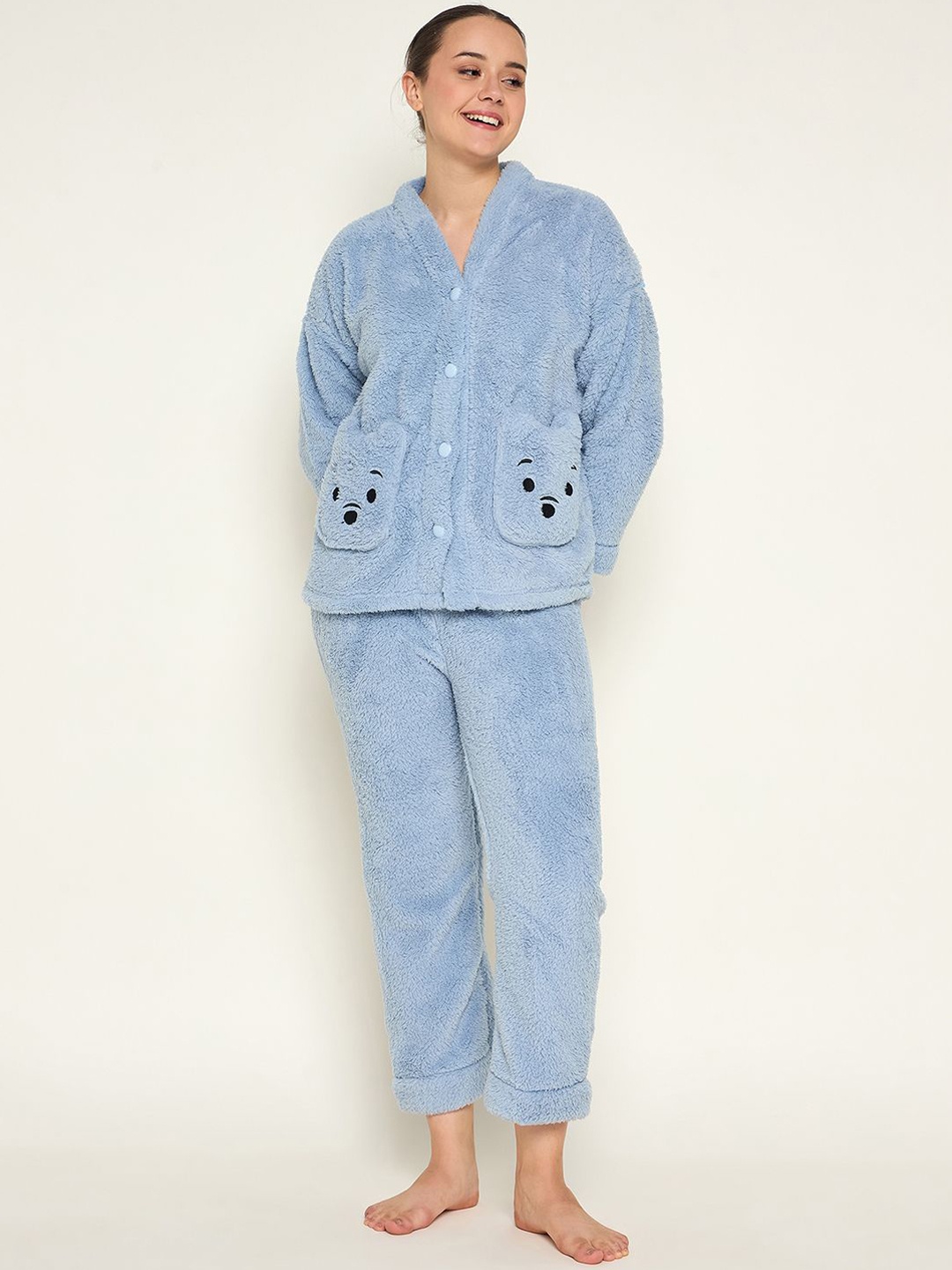 

Camey Women V-Neck Night Suit, Blue
