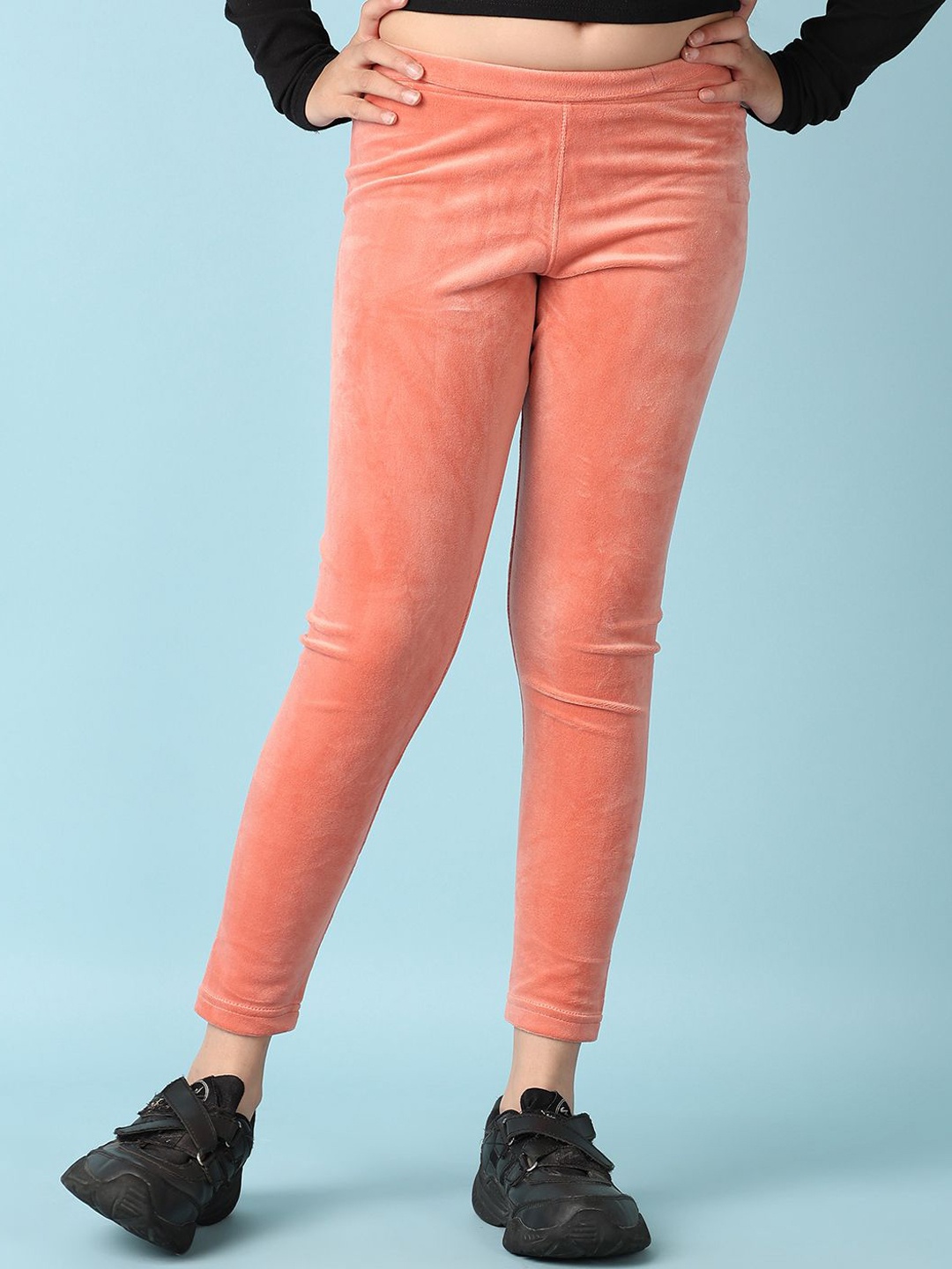 

V-Mart Girls Cotton Ankle Length Leggings, Peach