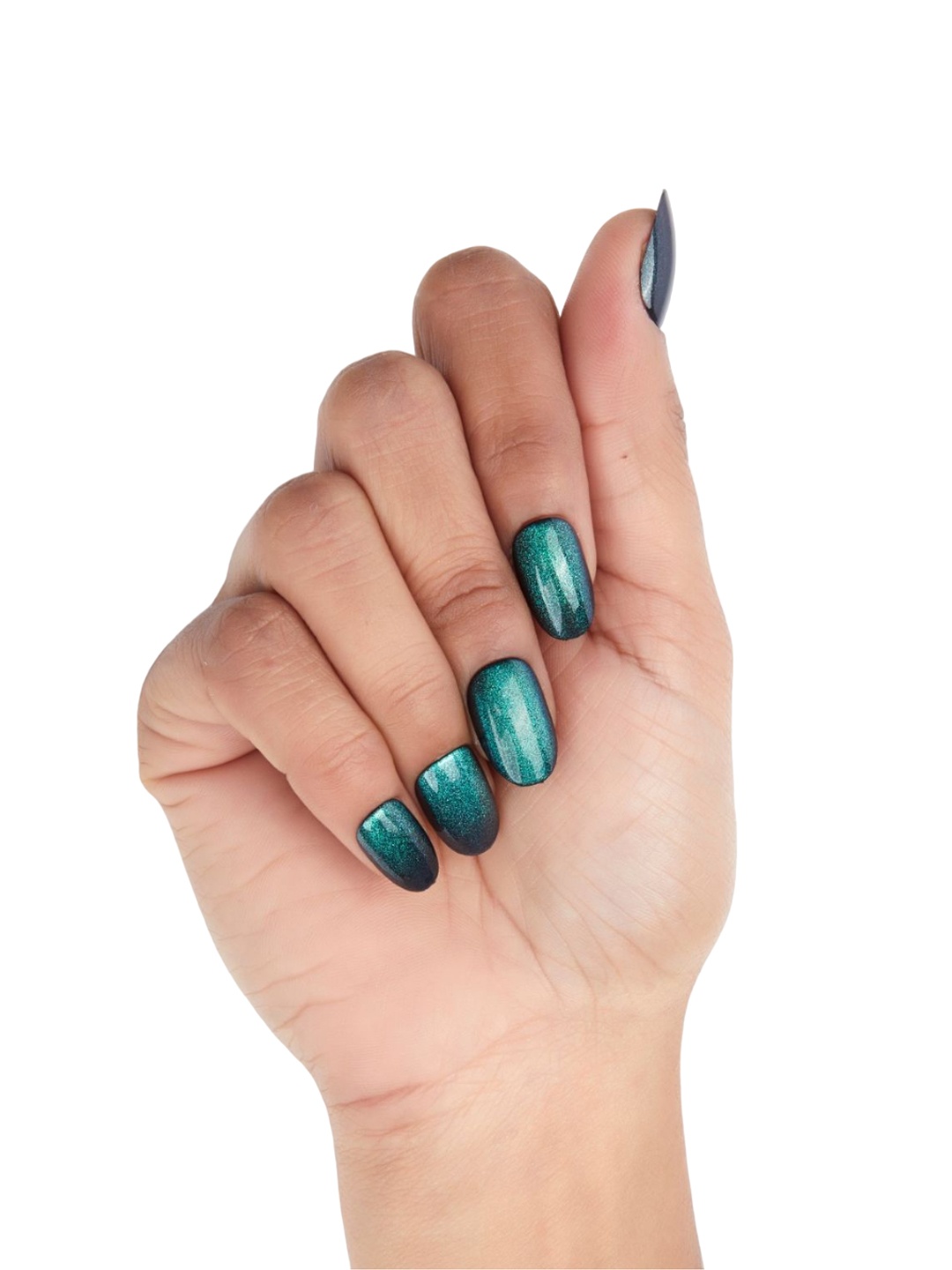 

FEELHIGH Set Of 24 Press On Cat Eye Reusable Artificial Nails - E-09, Green
