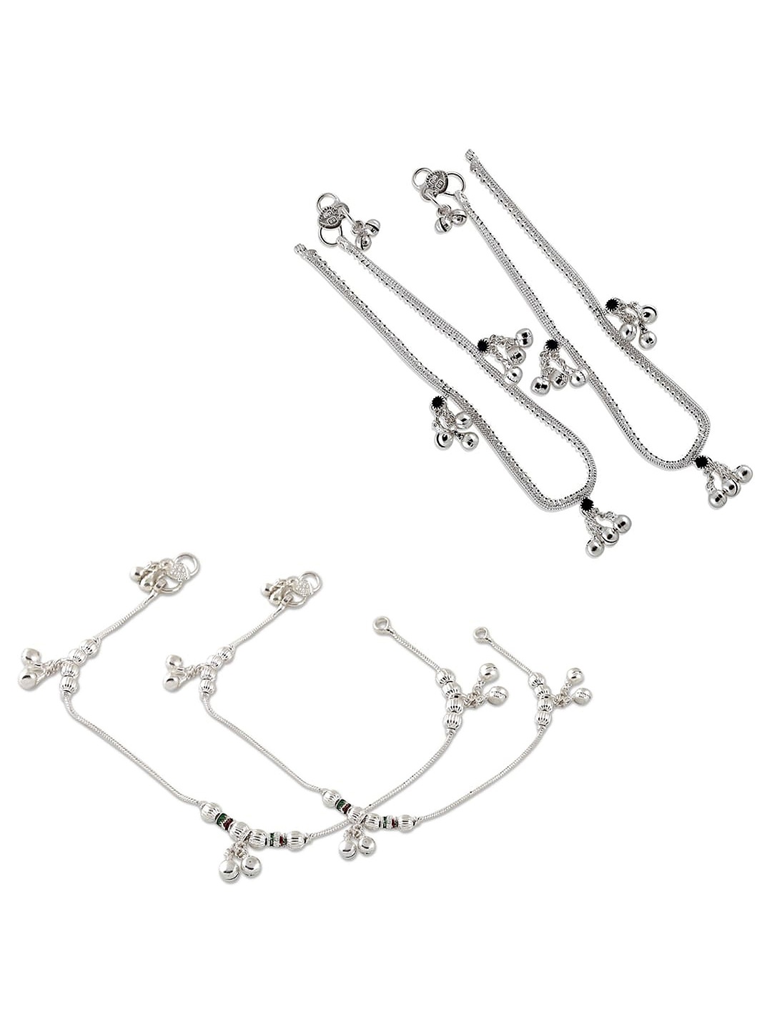 

Heer Collection Set Of 2 Silver-Plated Anklets