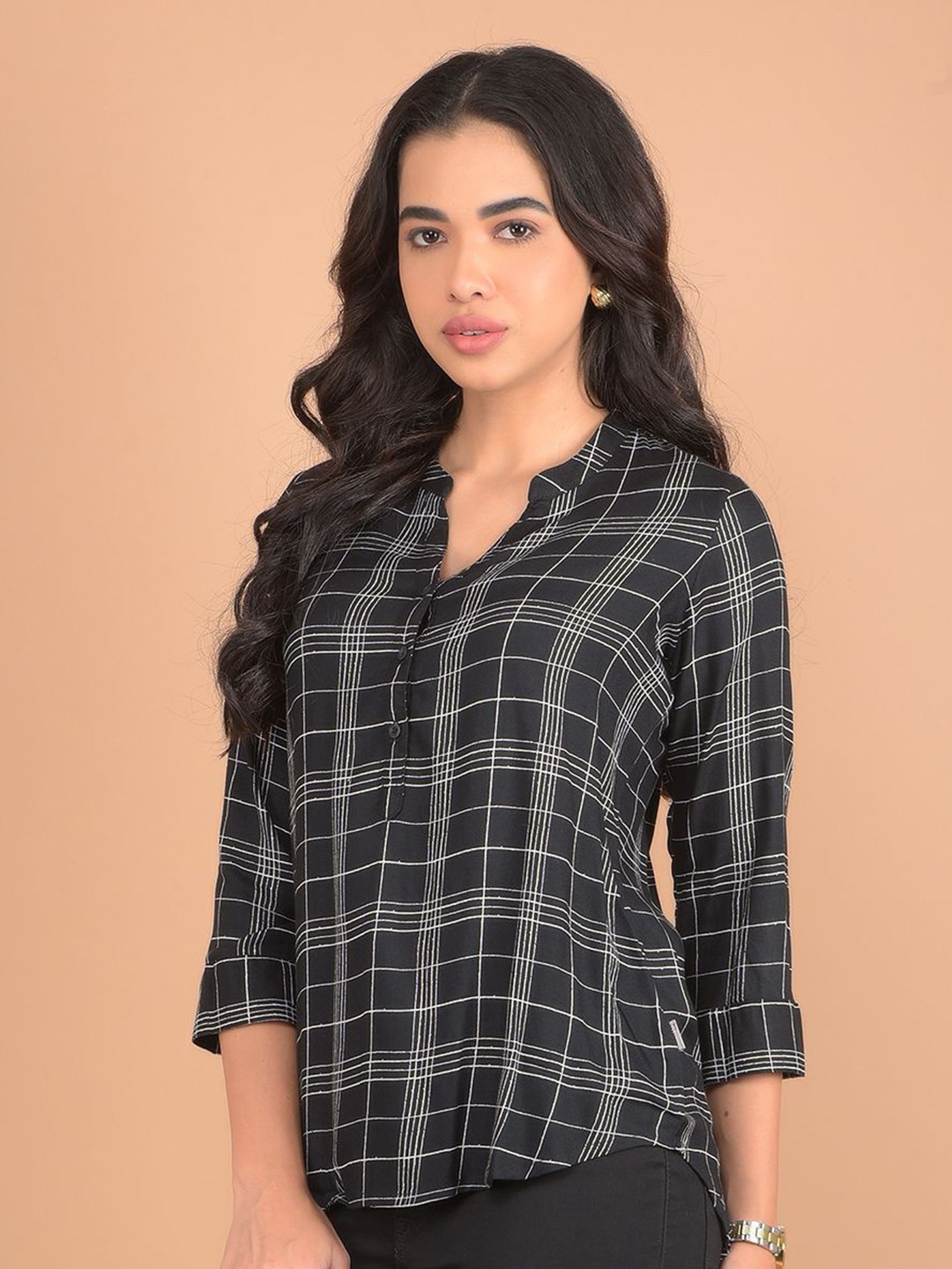 

Crimsoune Club Checked Shirt Style Top, Black