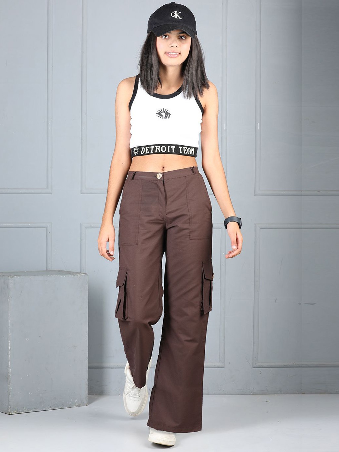 

Cutiekins Girls Cargos Trousers, Coffee brown