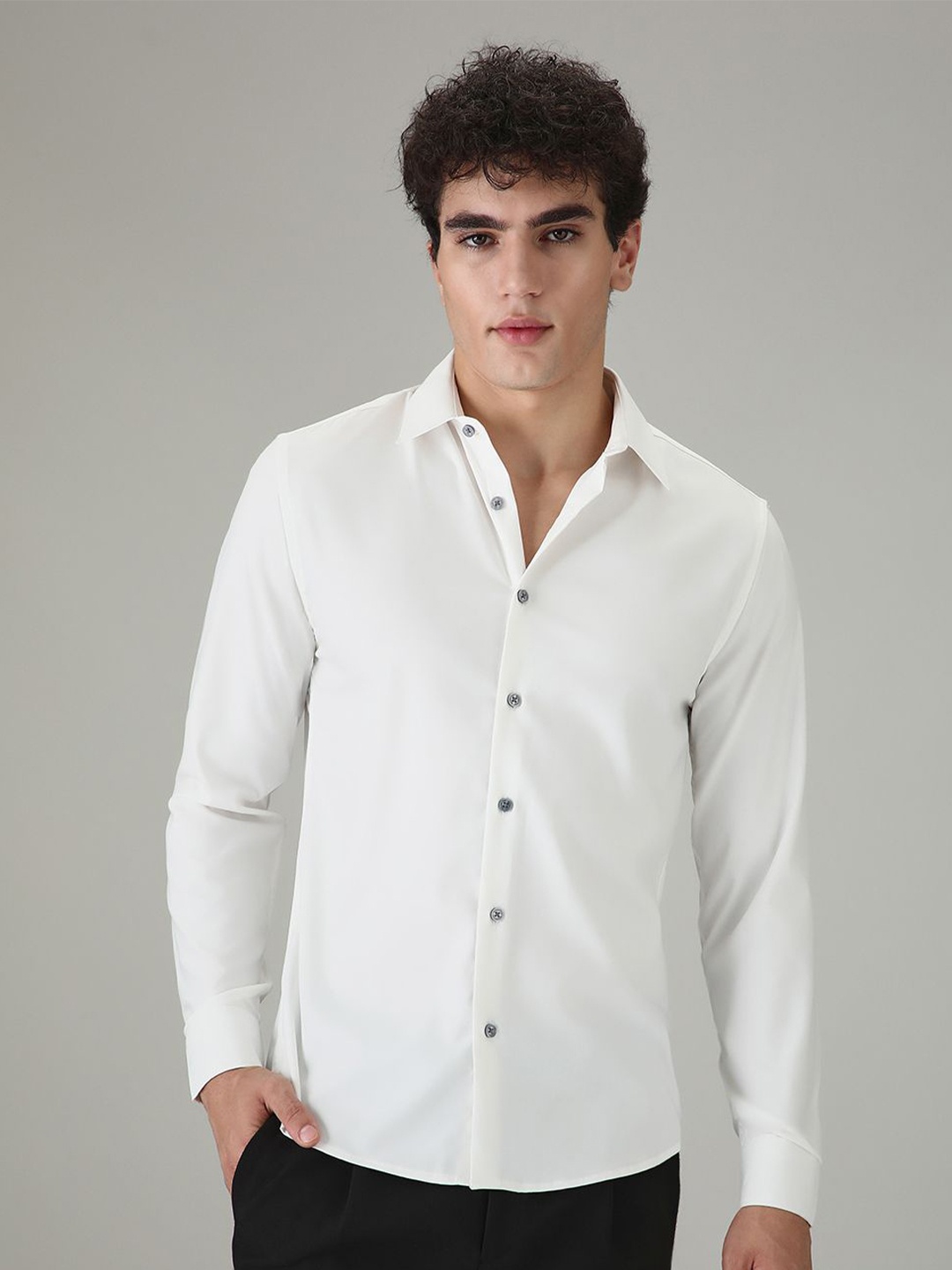 

Banana Club Men Classic Slim Fit Opaque Casual Shirt, White