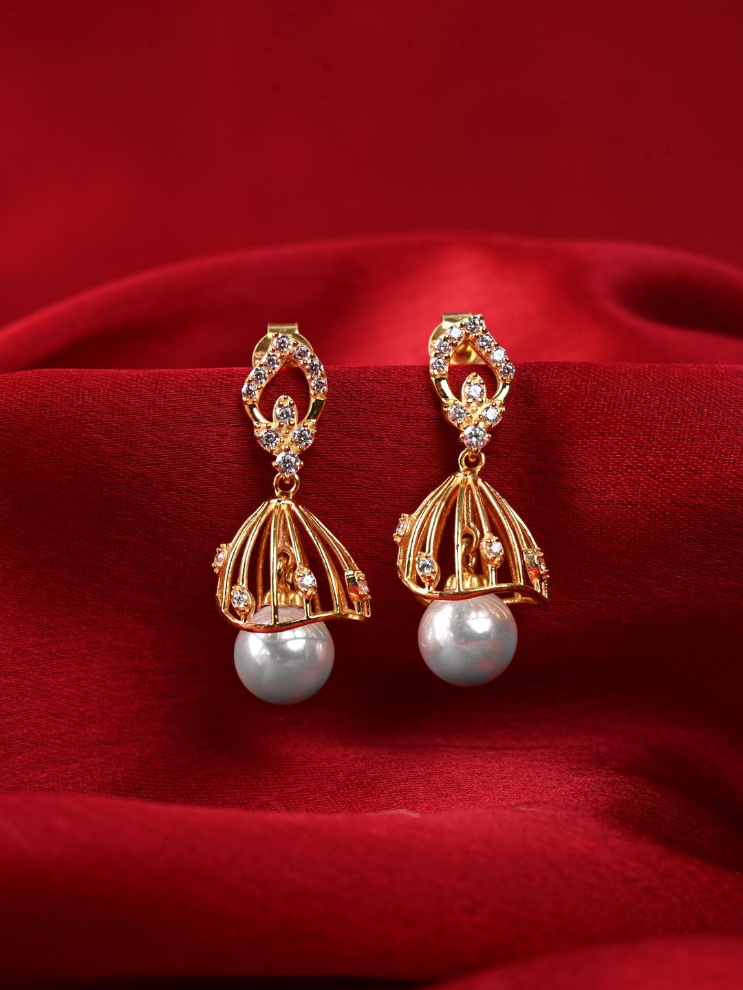 

Clara 925 Sterling Silver Gold-Plated Jhumkas Earrings