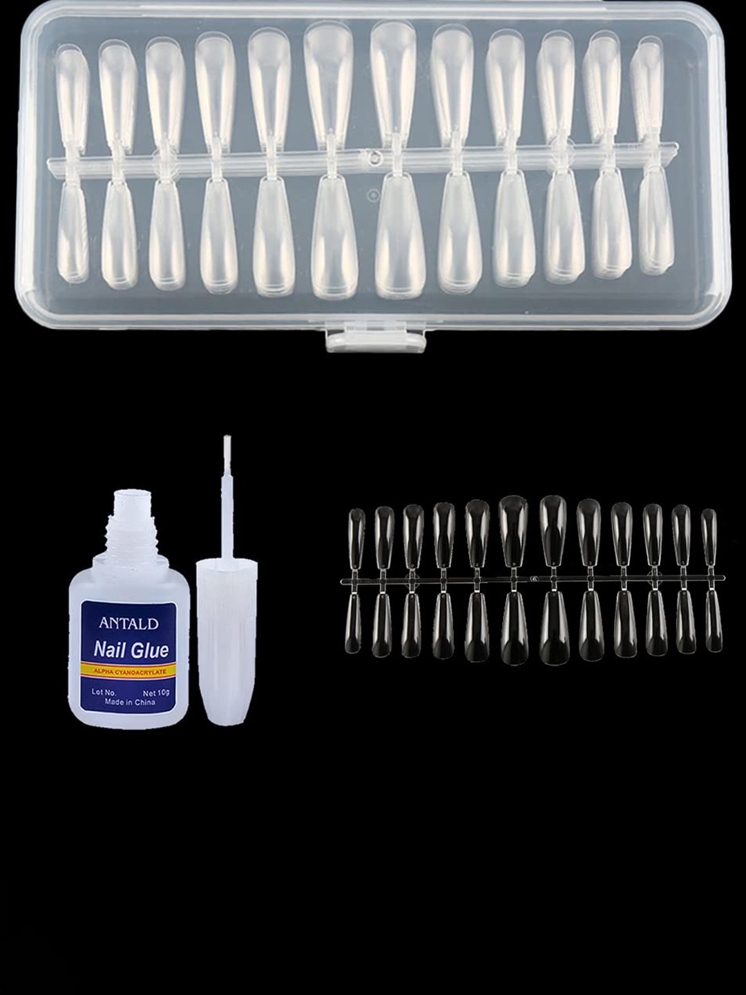 

SYGA 240Pcs Trapezoidal False Nails & Glue Bottle - Transparent