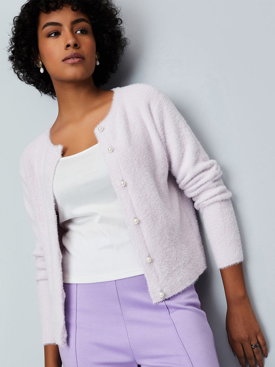 

max Women Long Sleeves Cardigan, Purple